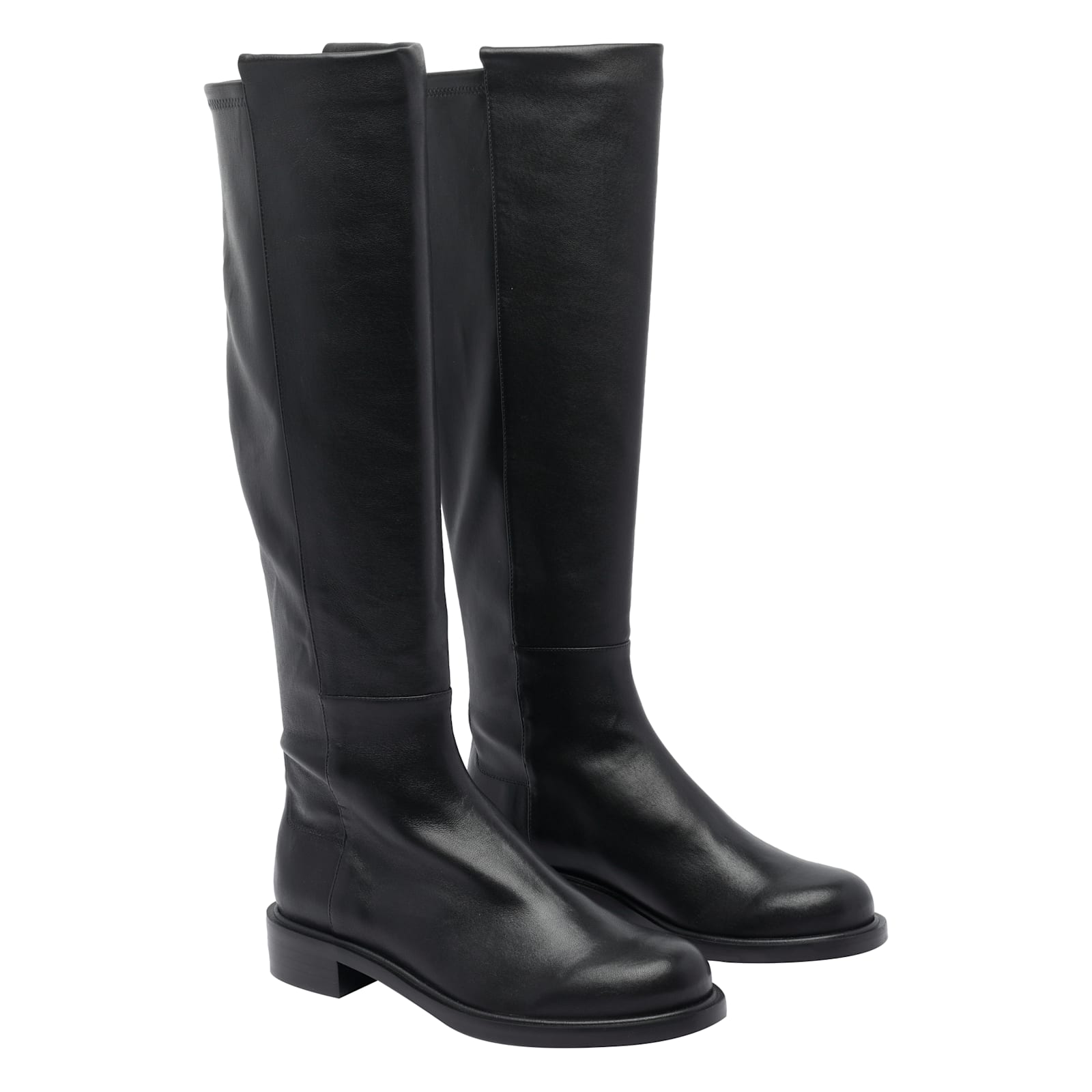 Stuart Weitzman Leather Over The Knee Boots With Pull-on Design In Black