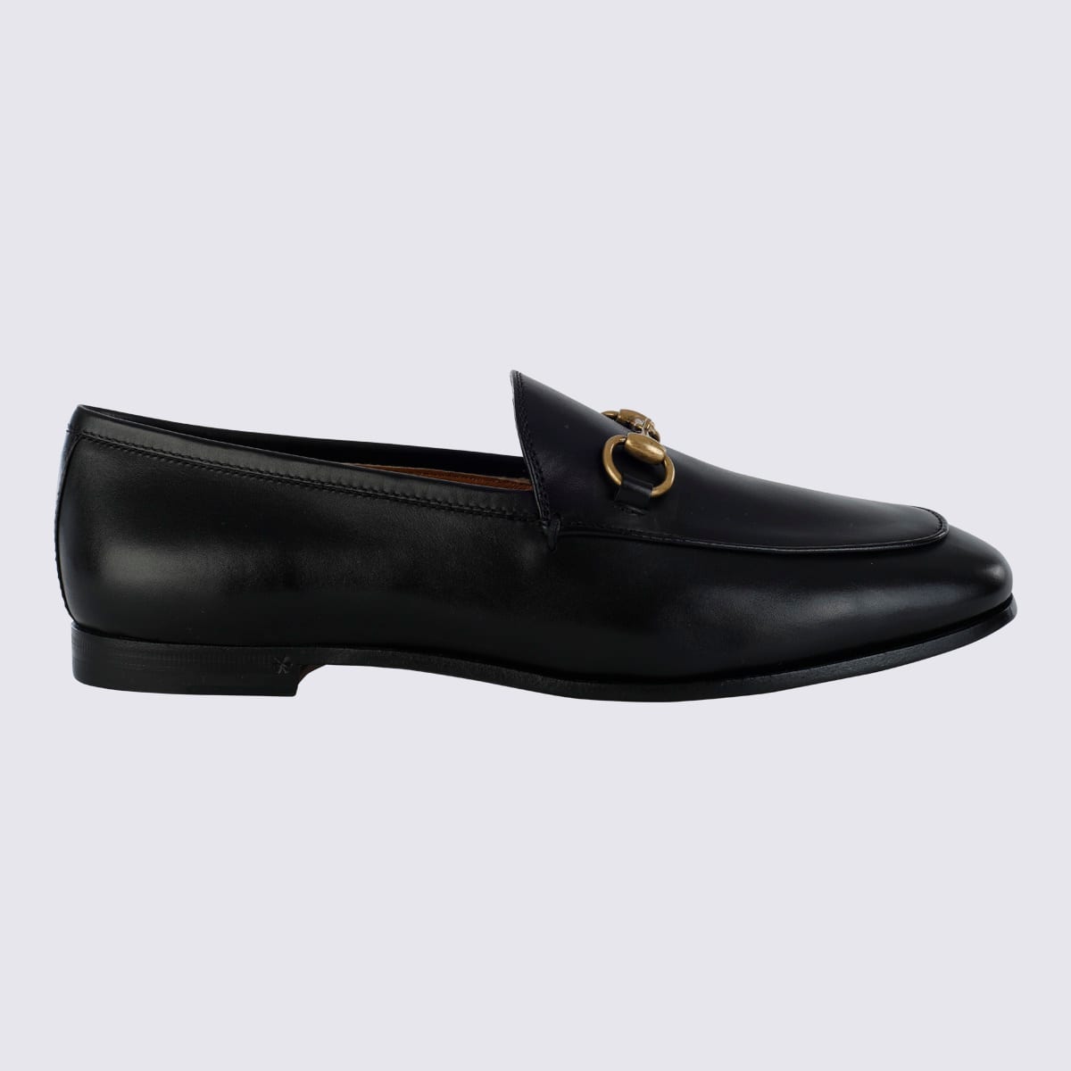 Gucci Black Leather Jordaan Loafers