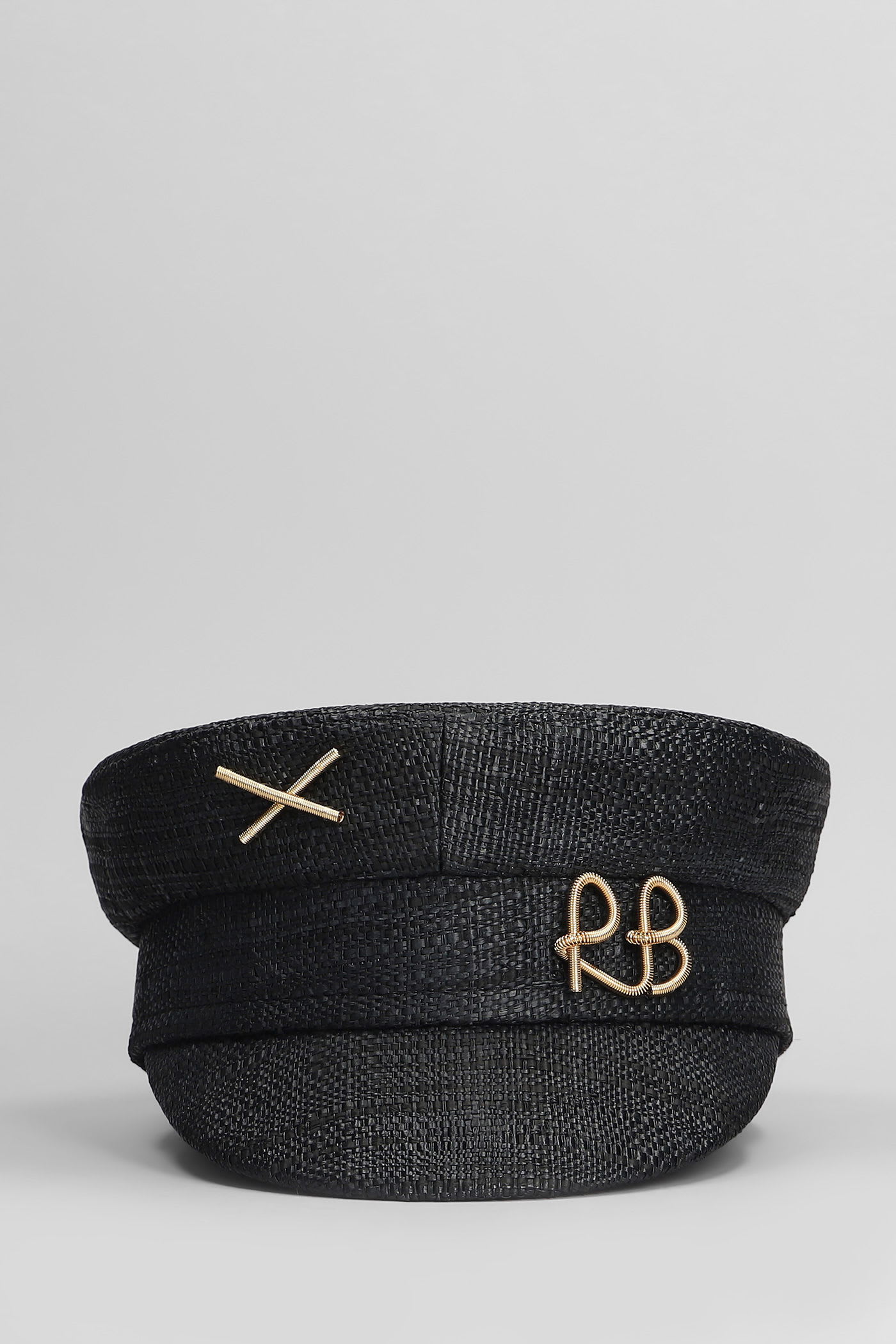 Ruslan Baginskiy Baker Boy Hats In Black Raffia In Black