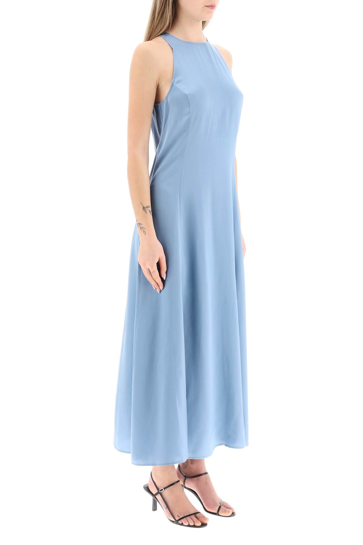 Shop Loulou Studio Maxi Silk Slip Dress In Blue (light Blue)