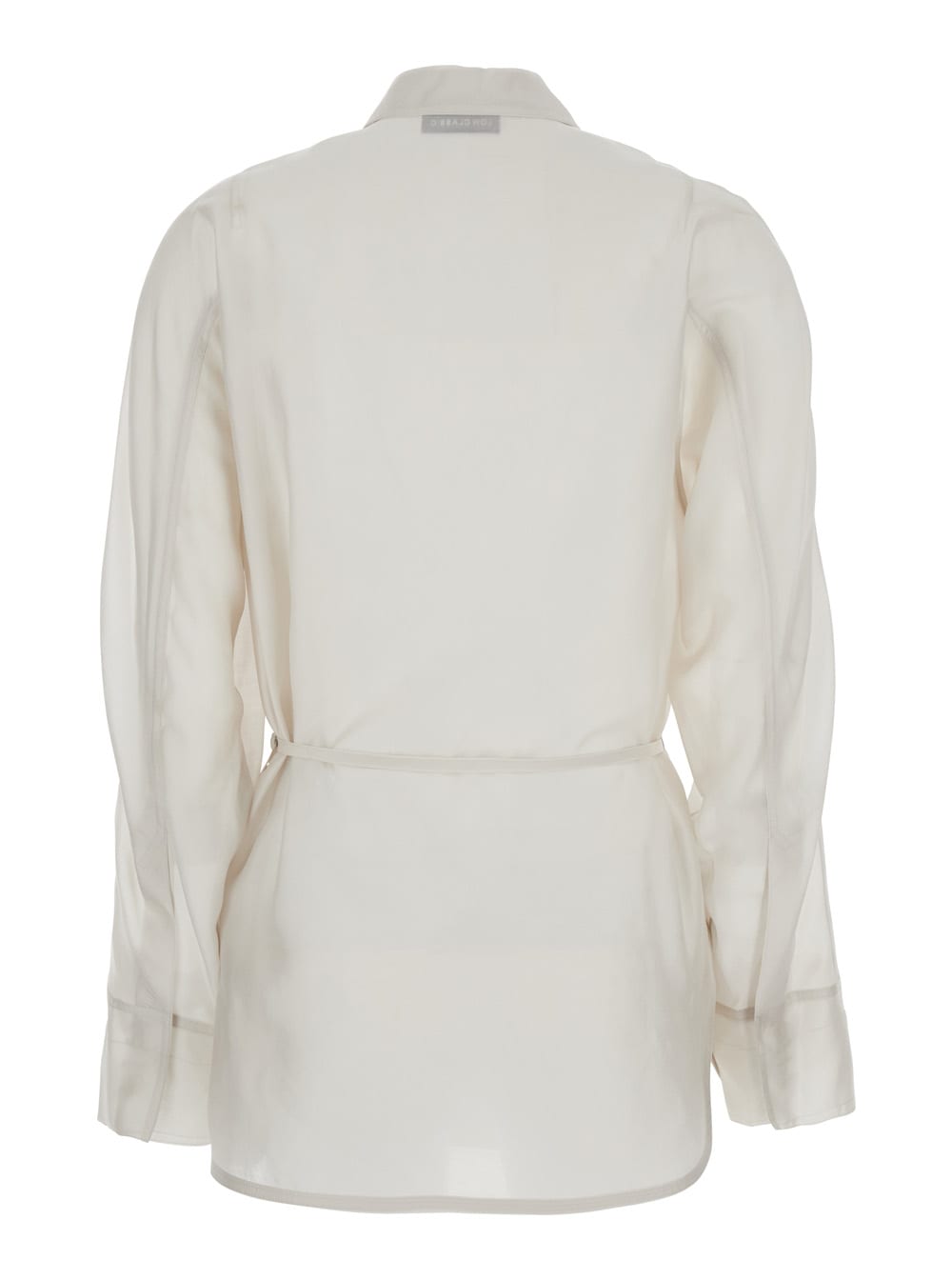 Low Classic White Shirt With Classic Collar And Rear Strap In Tech Fabric Woman In Grey
