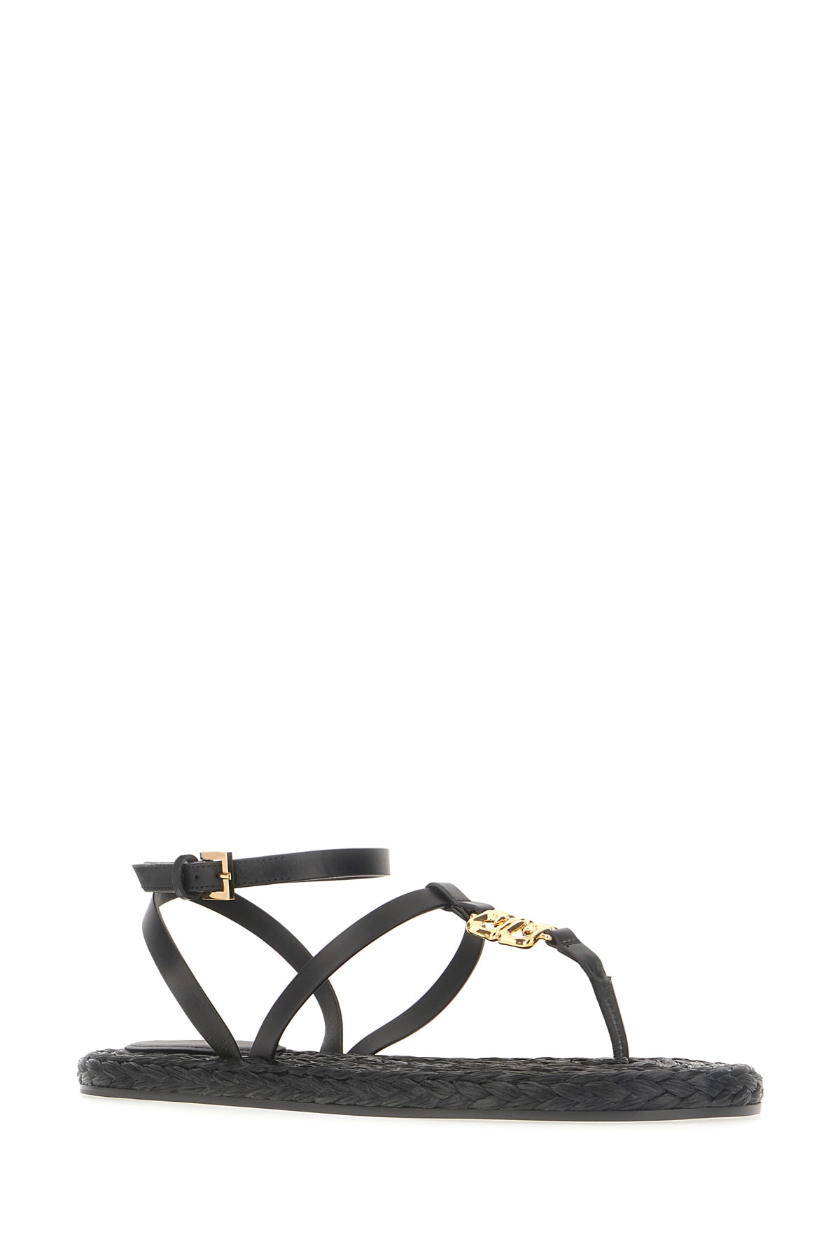 Shop Givenchy Black Leather 4g Thong Sandals