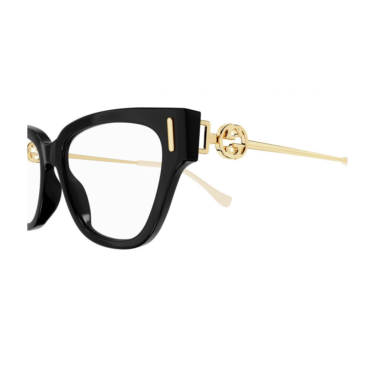 Shop Gucci Cat-eye Glasses In Black-gold-transparent