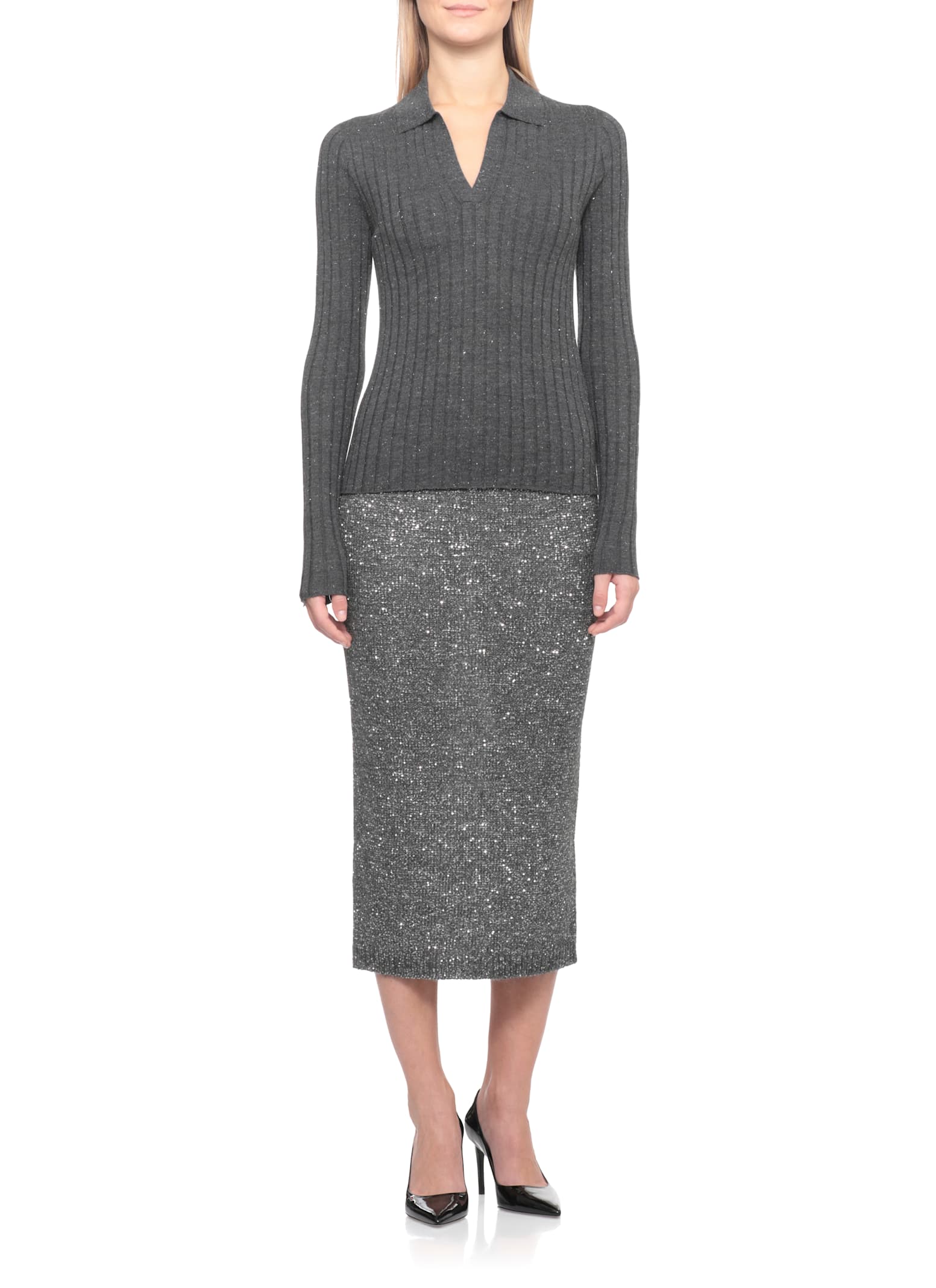 Peserico Wool Sweater In Gray