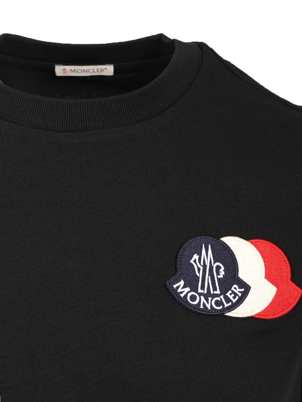 Moncler Blue T-shirt With Embroidered Tricolor Logo