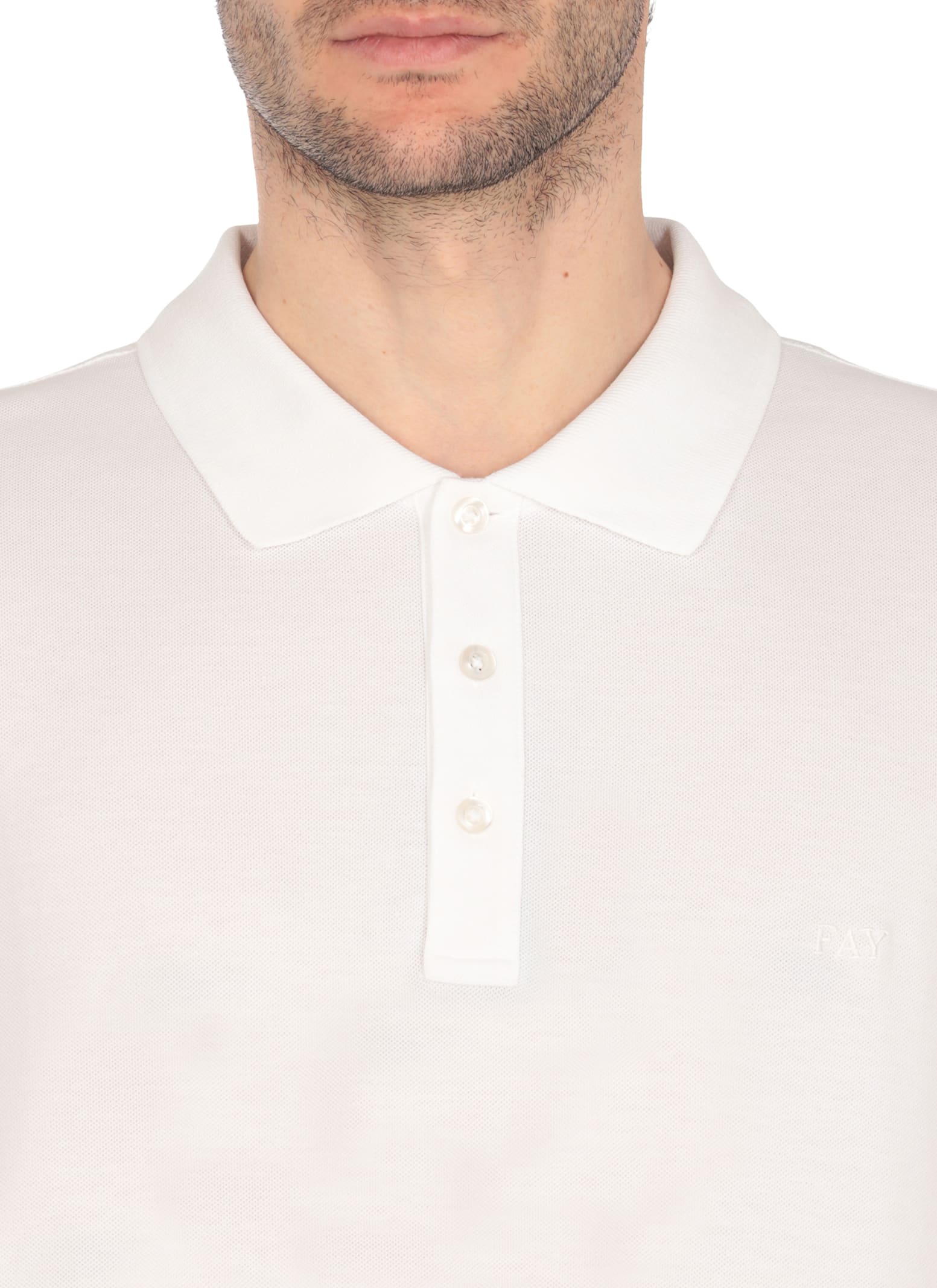 Fay Logoed Polo In White