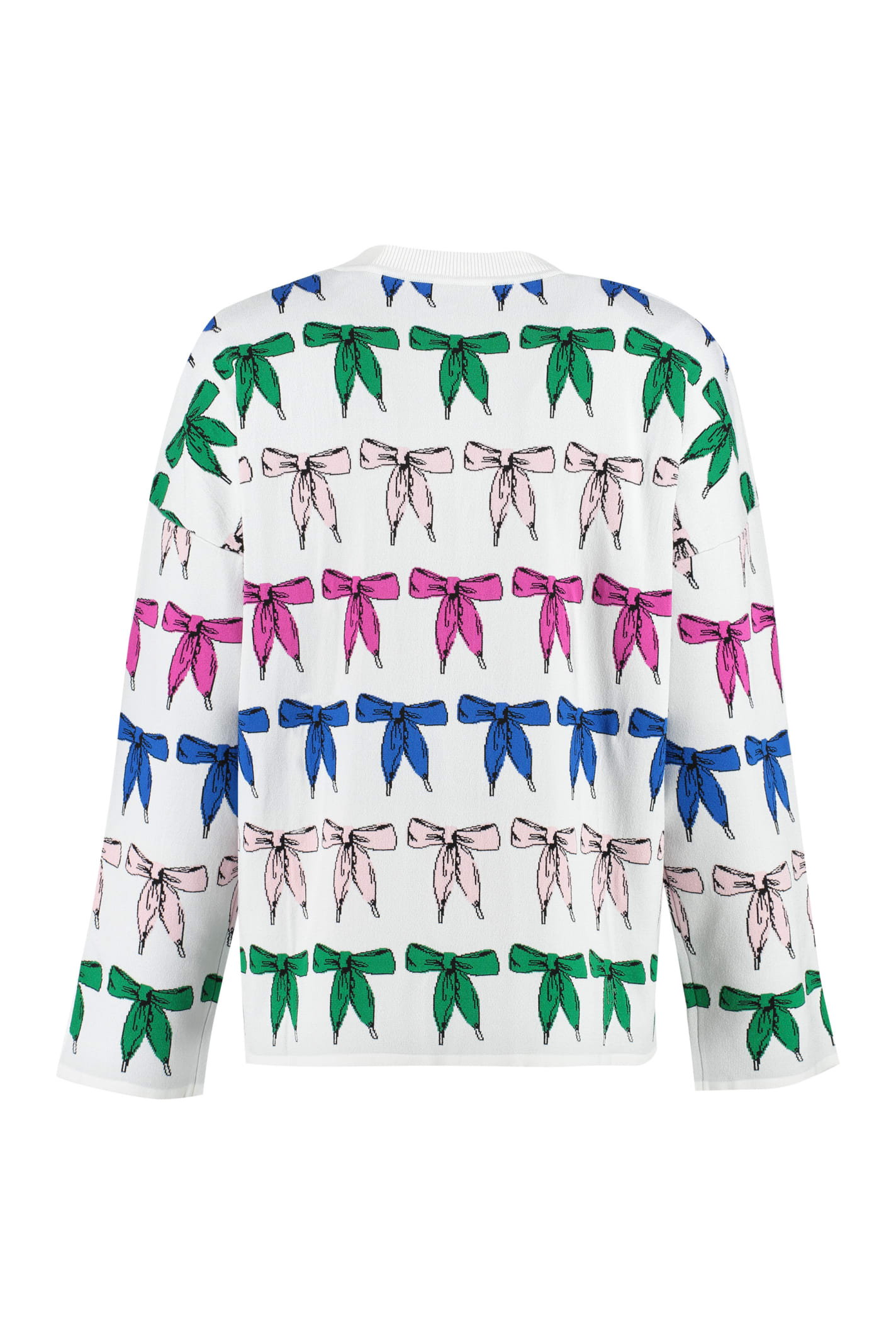 Shop Boutique Moschino Jacquard Crew-neck Sweater In White