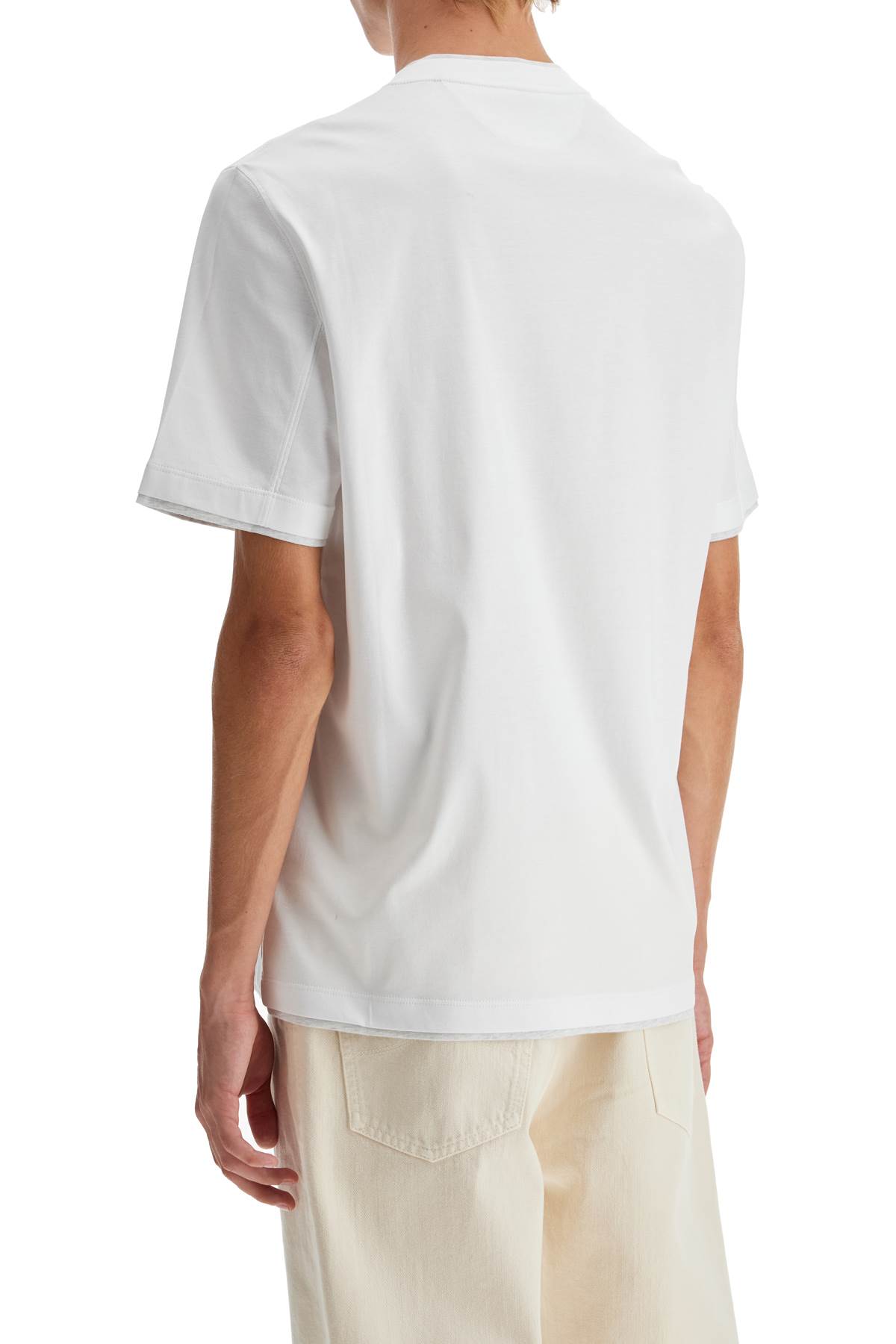 Shop Brunello Cucinelli Layered-effect T-shirt In Bianco Ottico+perla (white)