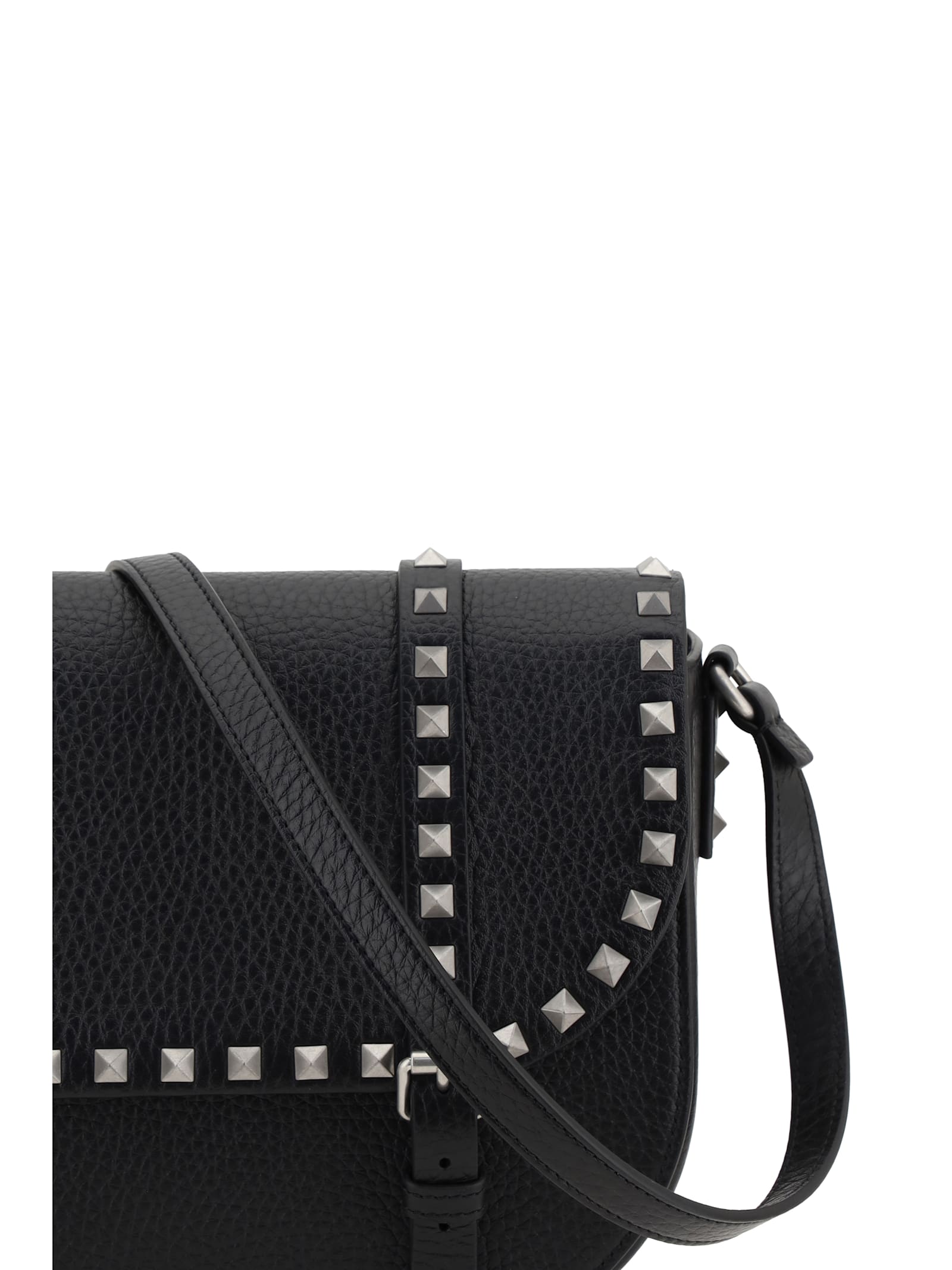 Valentino Rockstud Messenger Shoulder Bag In Nero