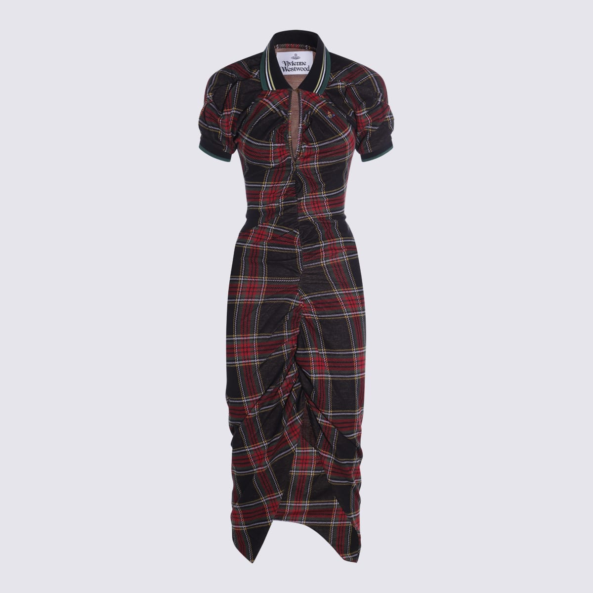 Vivienne Westwood Red And Green Cotton Midi Dress In Black