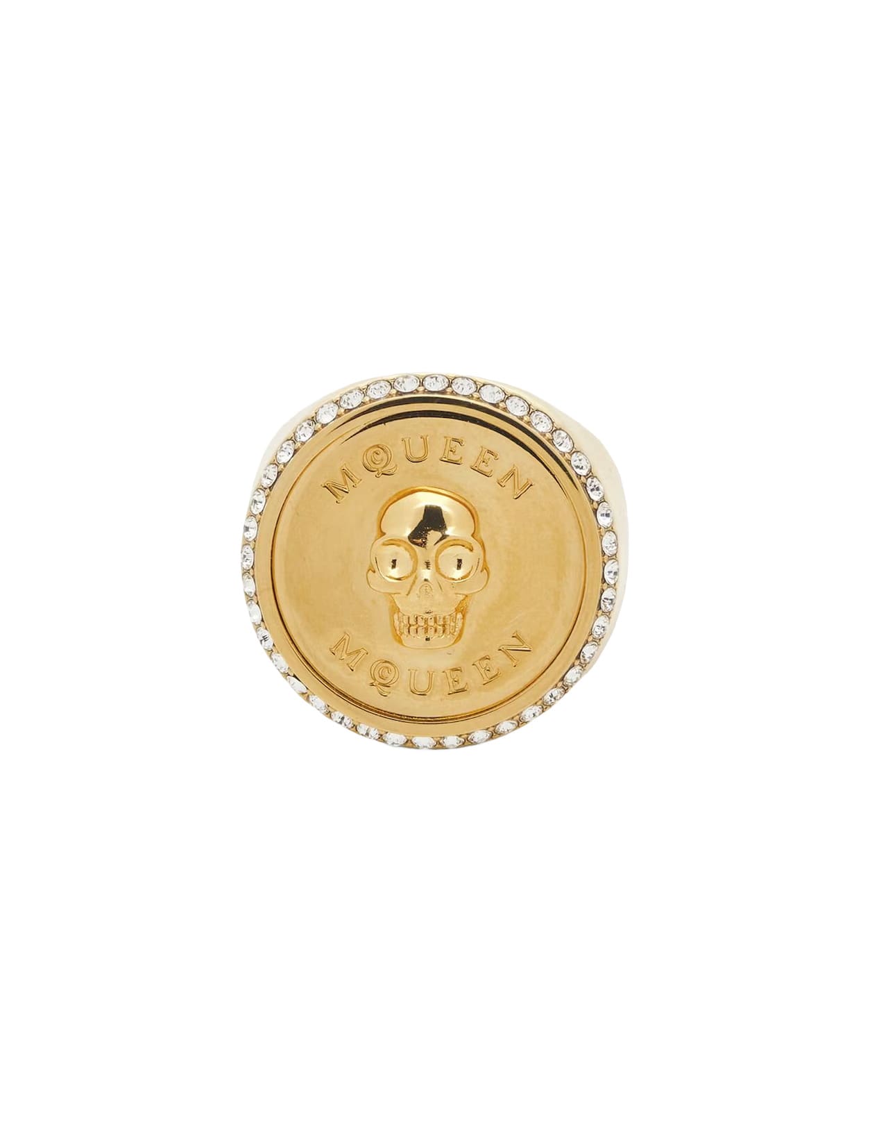 Shop Alexander Mcqueen Sovereign Skull Ring In Gold In Golden