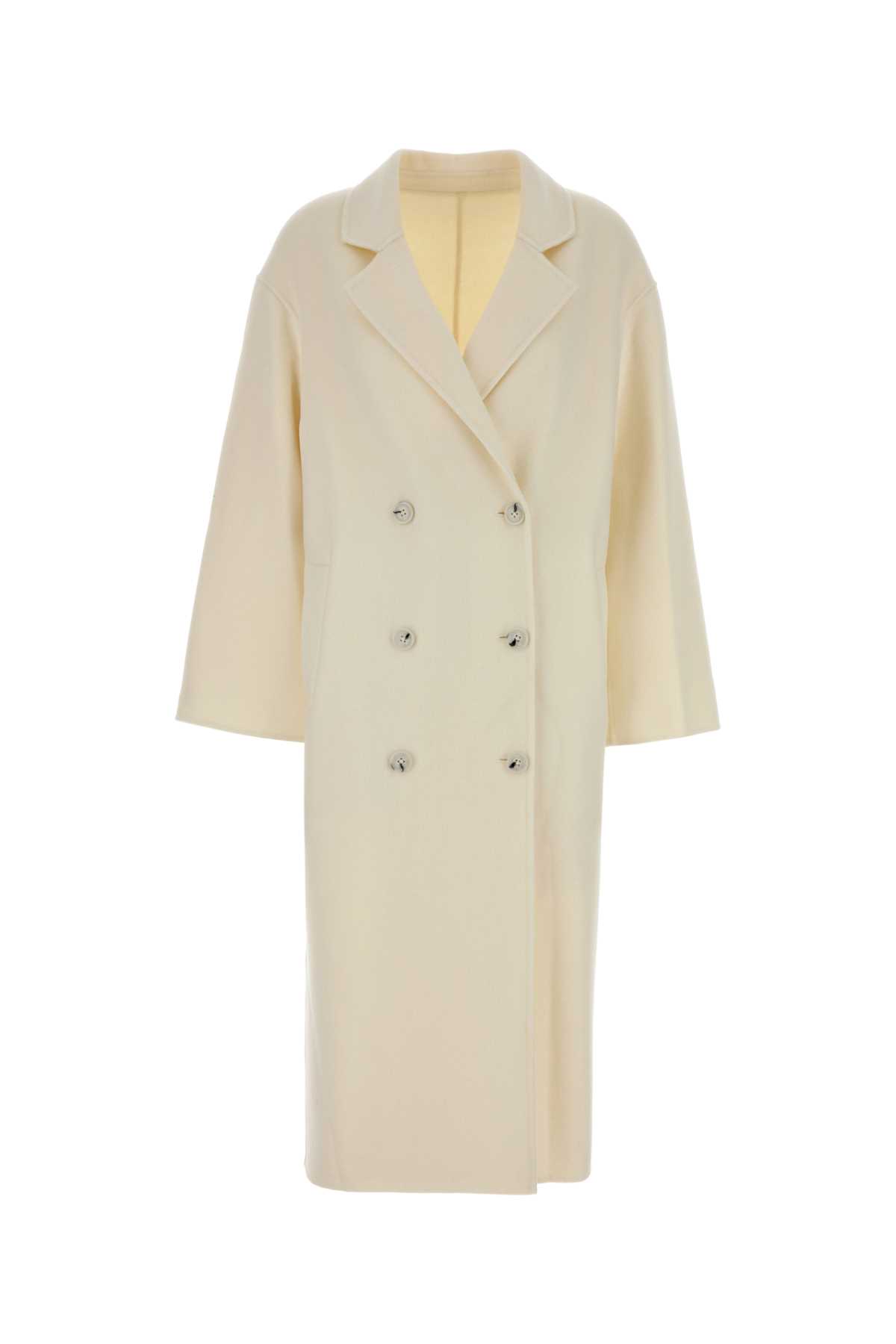 Loulou Studio Ivory Wool Blend Borneo Coat In Neutral