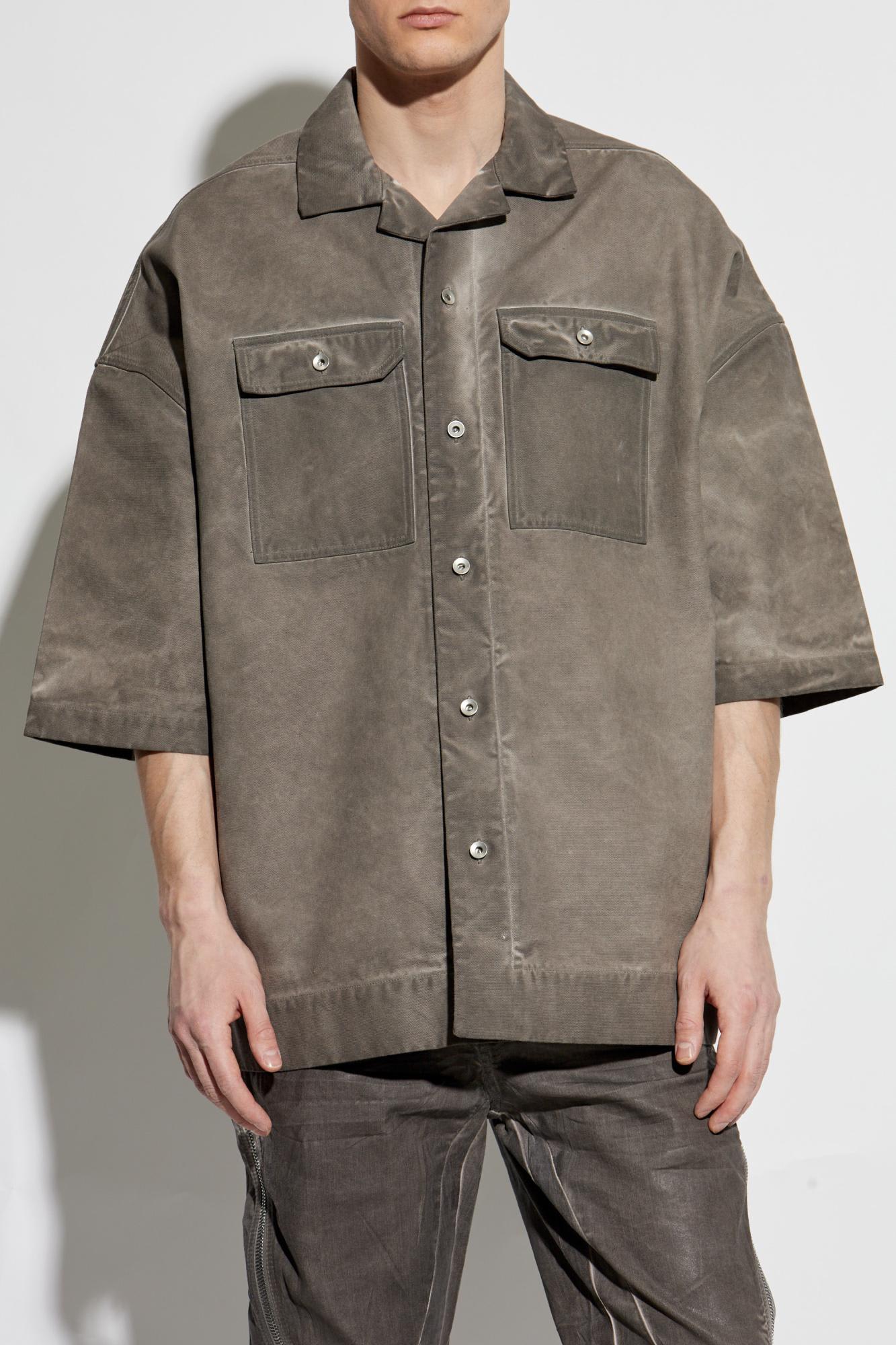 Drkshdw Gunmetal Grey Relaxed Fit Shirt With Button-fastening Pockets In Brown