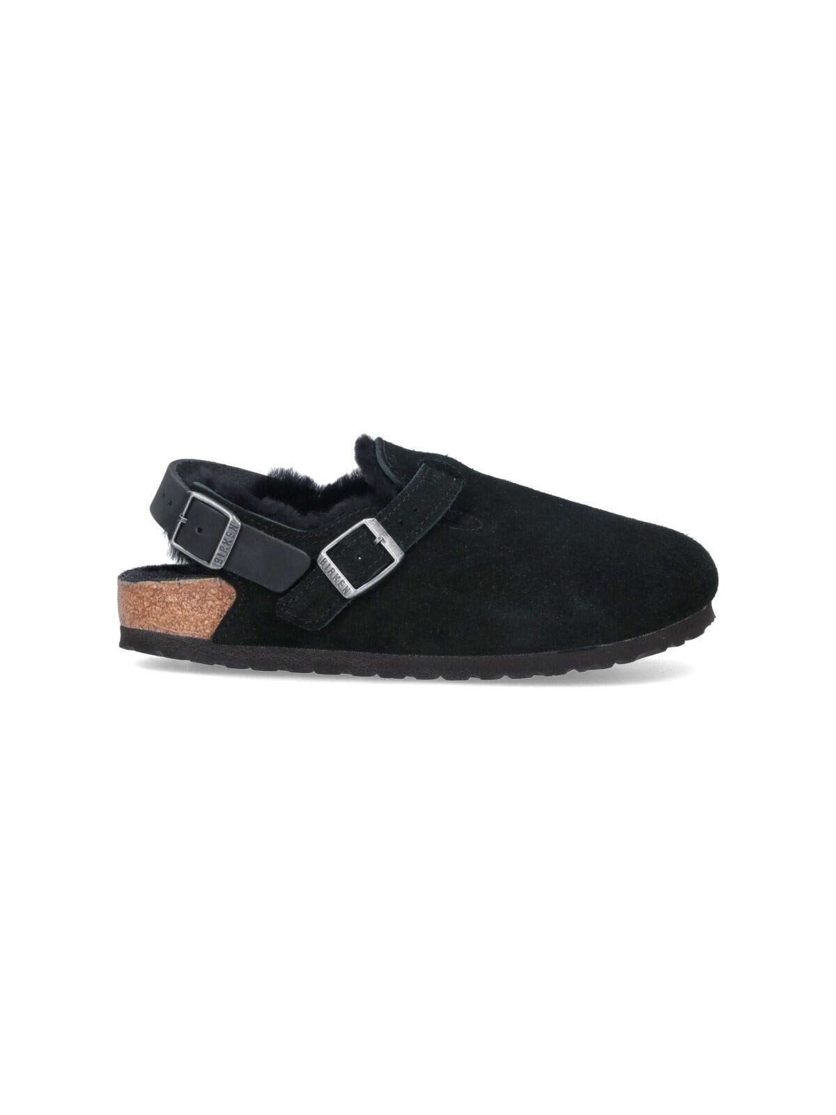 Shop Birkenstock Tokio Fur Mules In Black