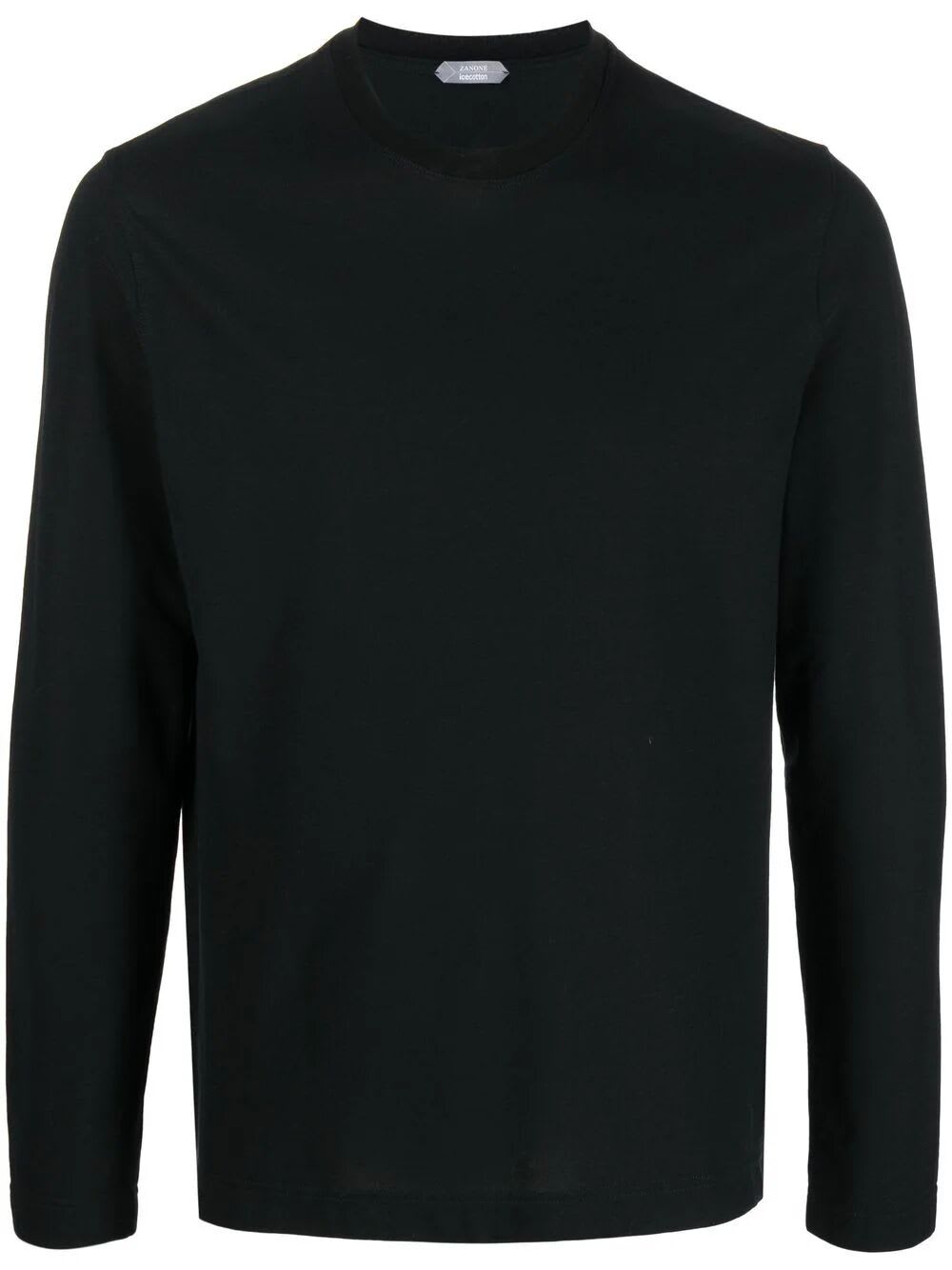 Zanone Long Sleeves T-shirt In Black