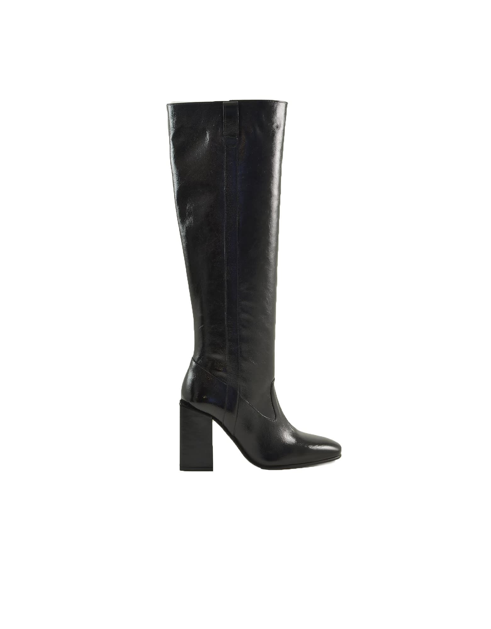 Ami Alexandre Mattiussi Ami Paris By Alexandre Mattiussi Black Glossy Leather High Heel Boots