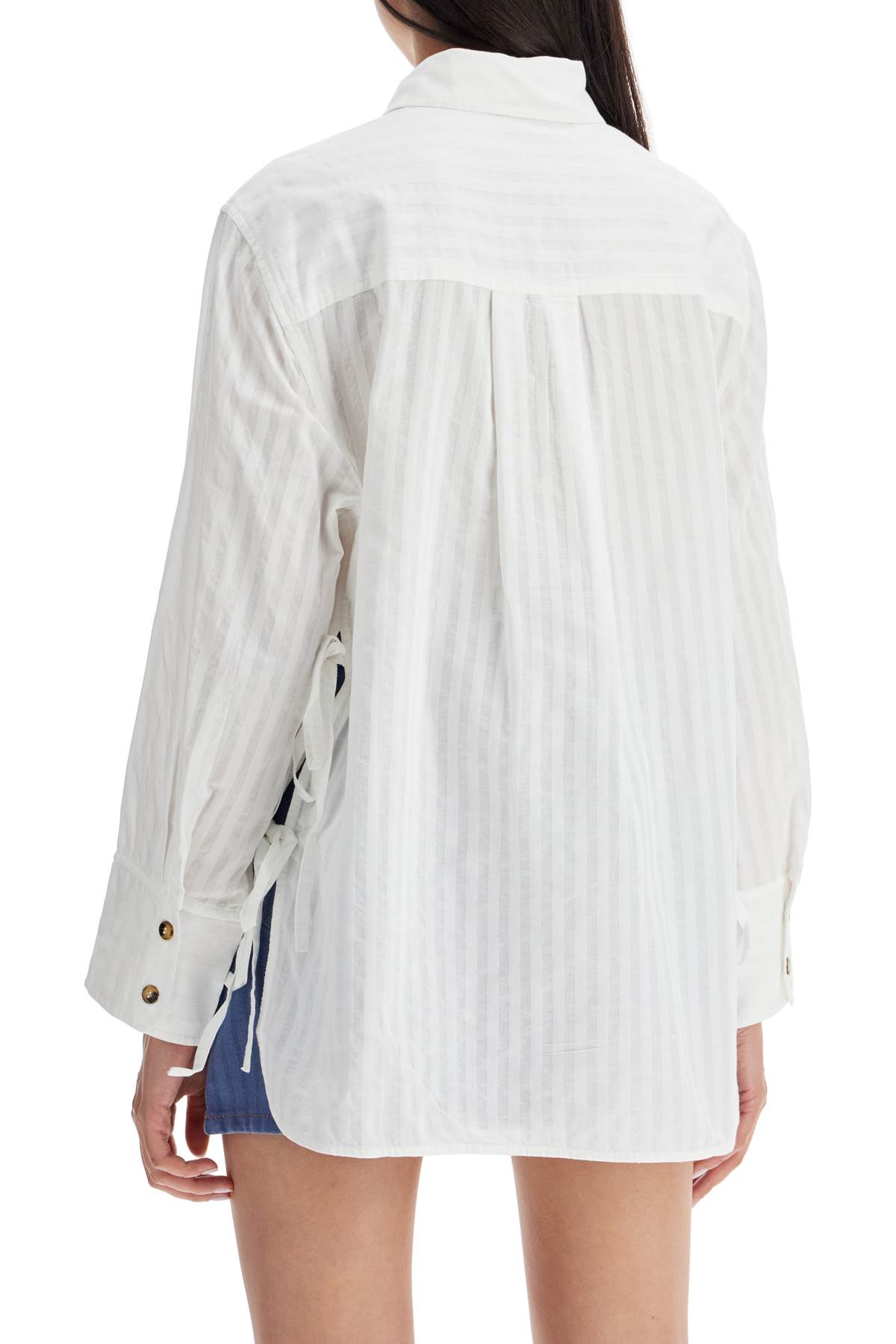 Shop Ganni Oversized Striped In Bright White (white)