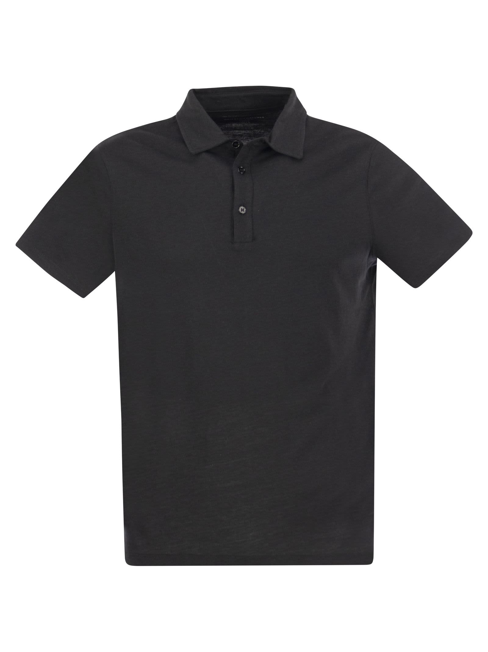 Shop Majestic Short-sleeved Polo Shirt In Lyocell And Cotton In Black