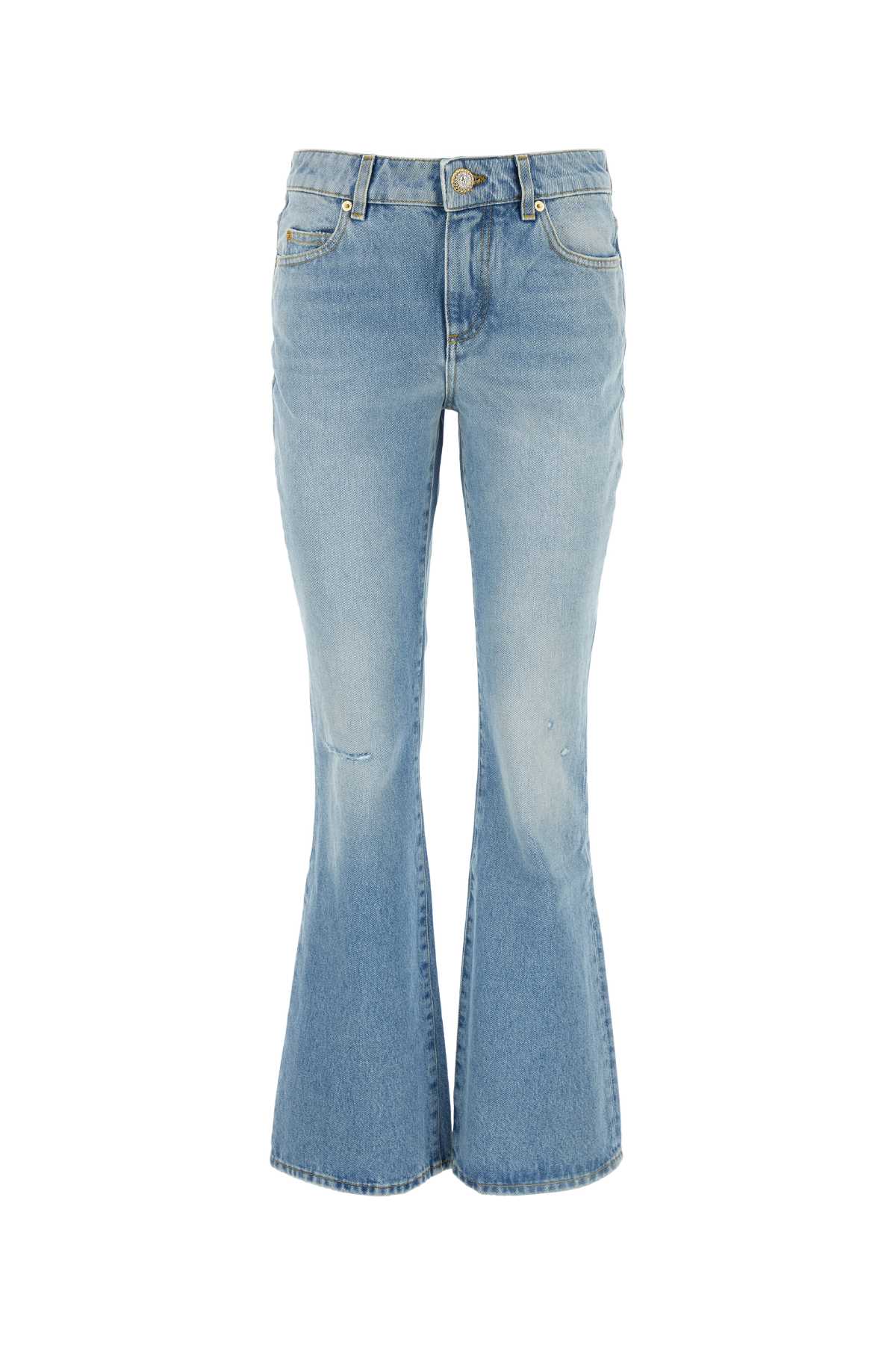 Shop Balmain Denim Jeans In Bleujeanclair