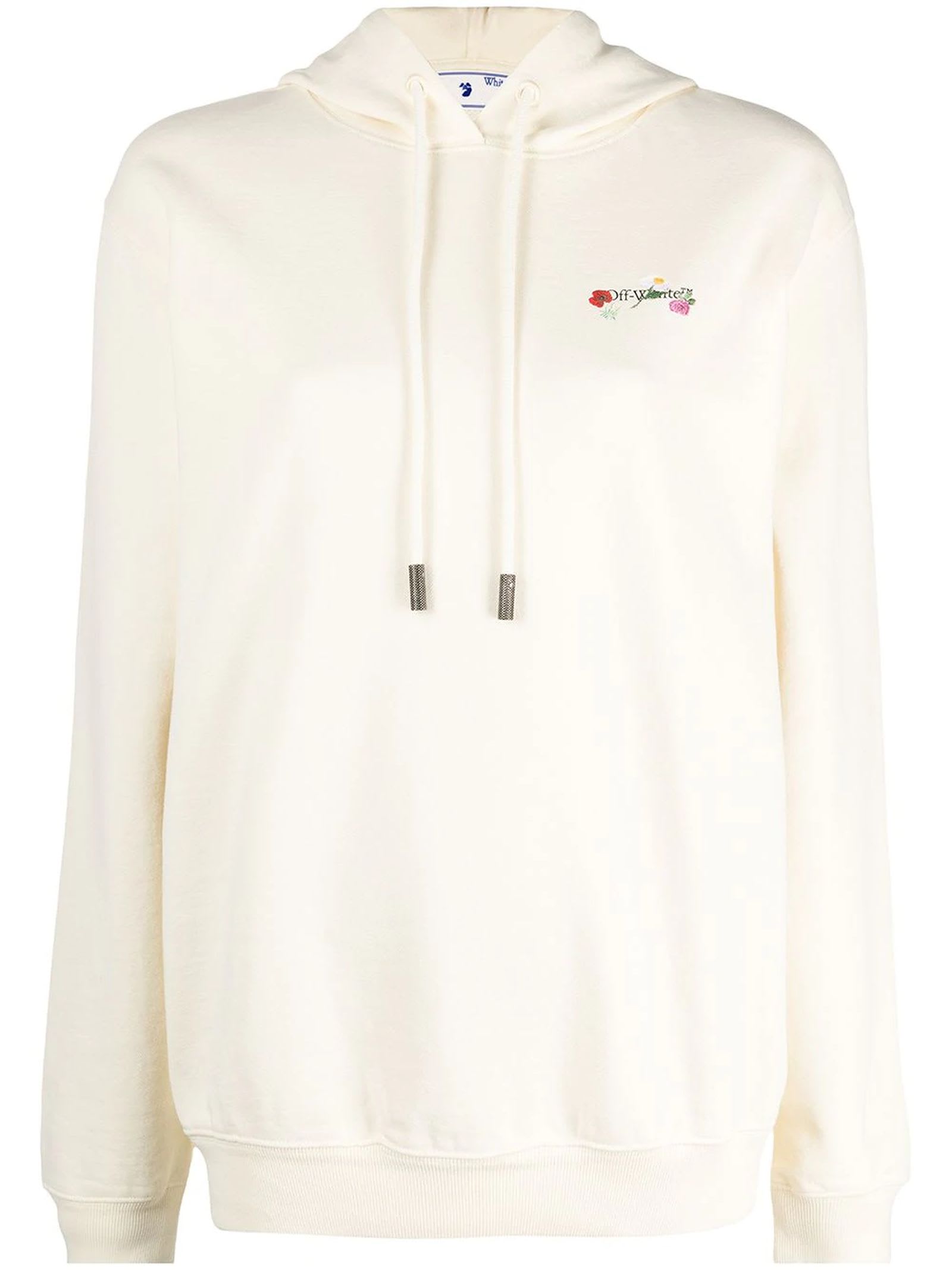 Shop Off-white Ivory Cotton Hoodie In Panna