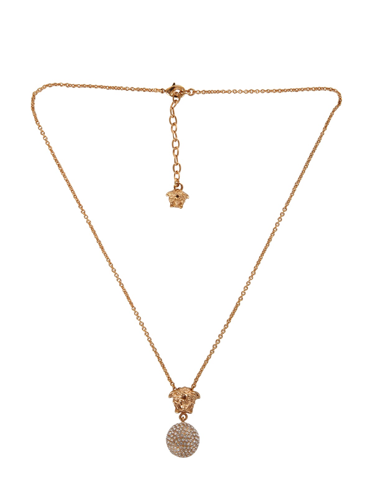 Versace Fashion Metal Necklace With Strass In Gold Crystall