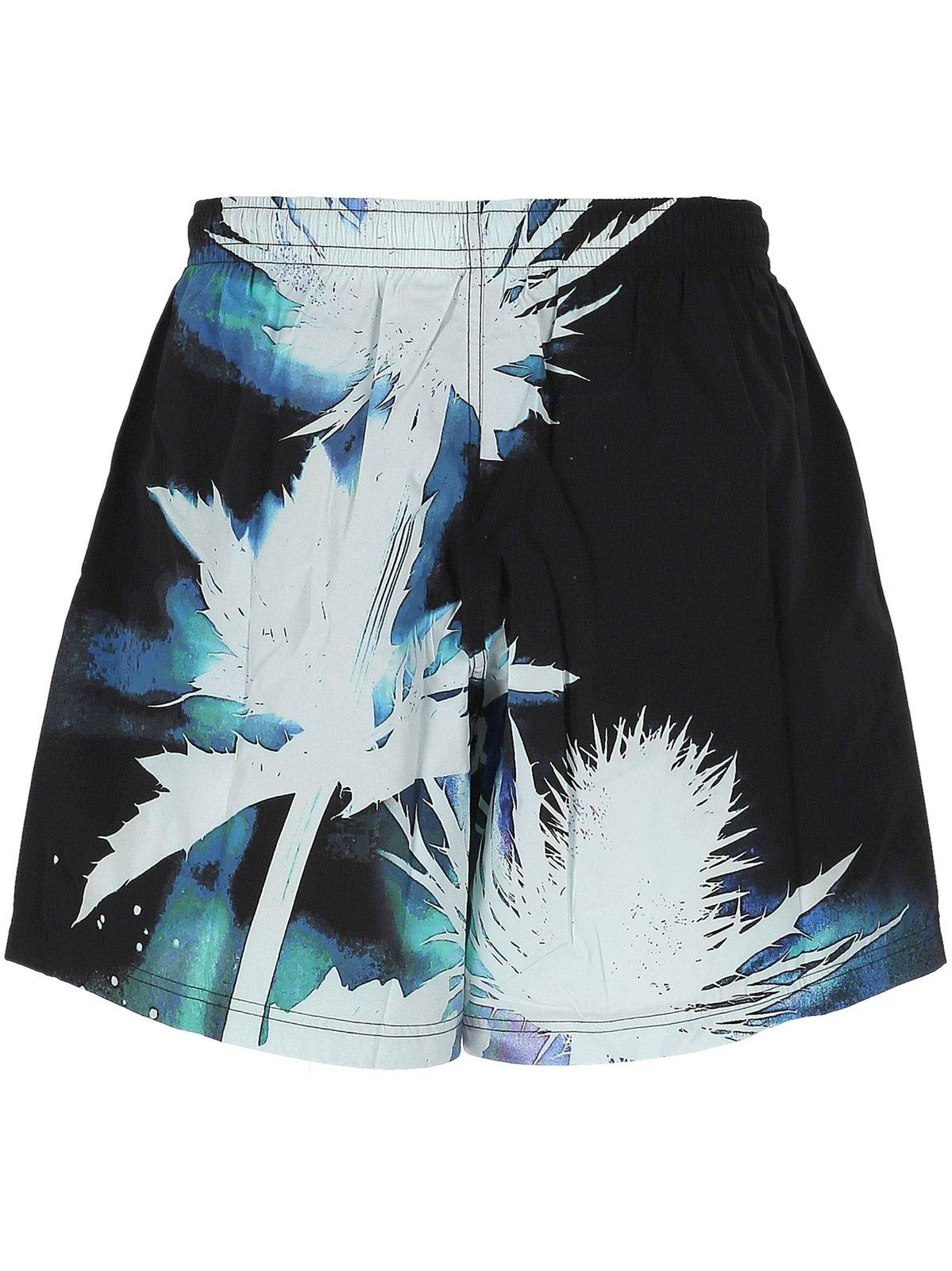 Alexander Mcqueen Alexander Mc Queen Black Elasticated Waistband Swim Shorts In Nero E Rosso