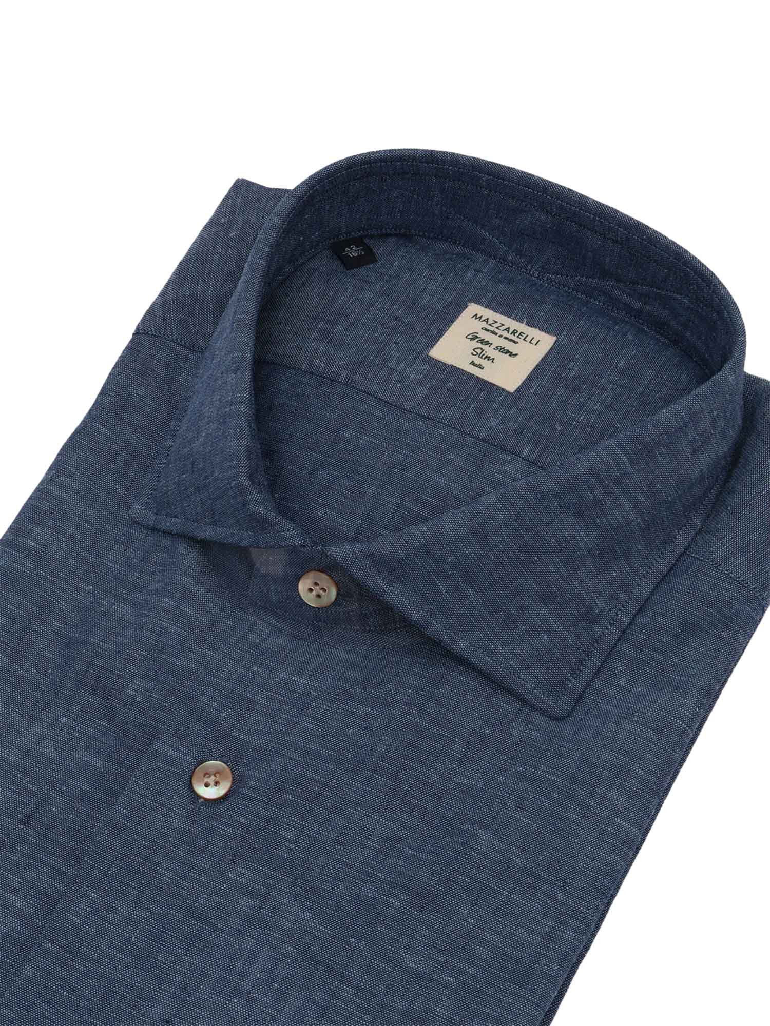 Mazzarelli Linen Blend Shirt In Blue In Blue