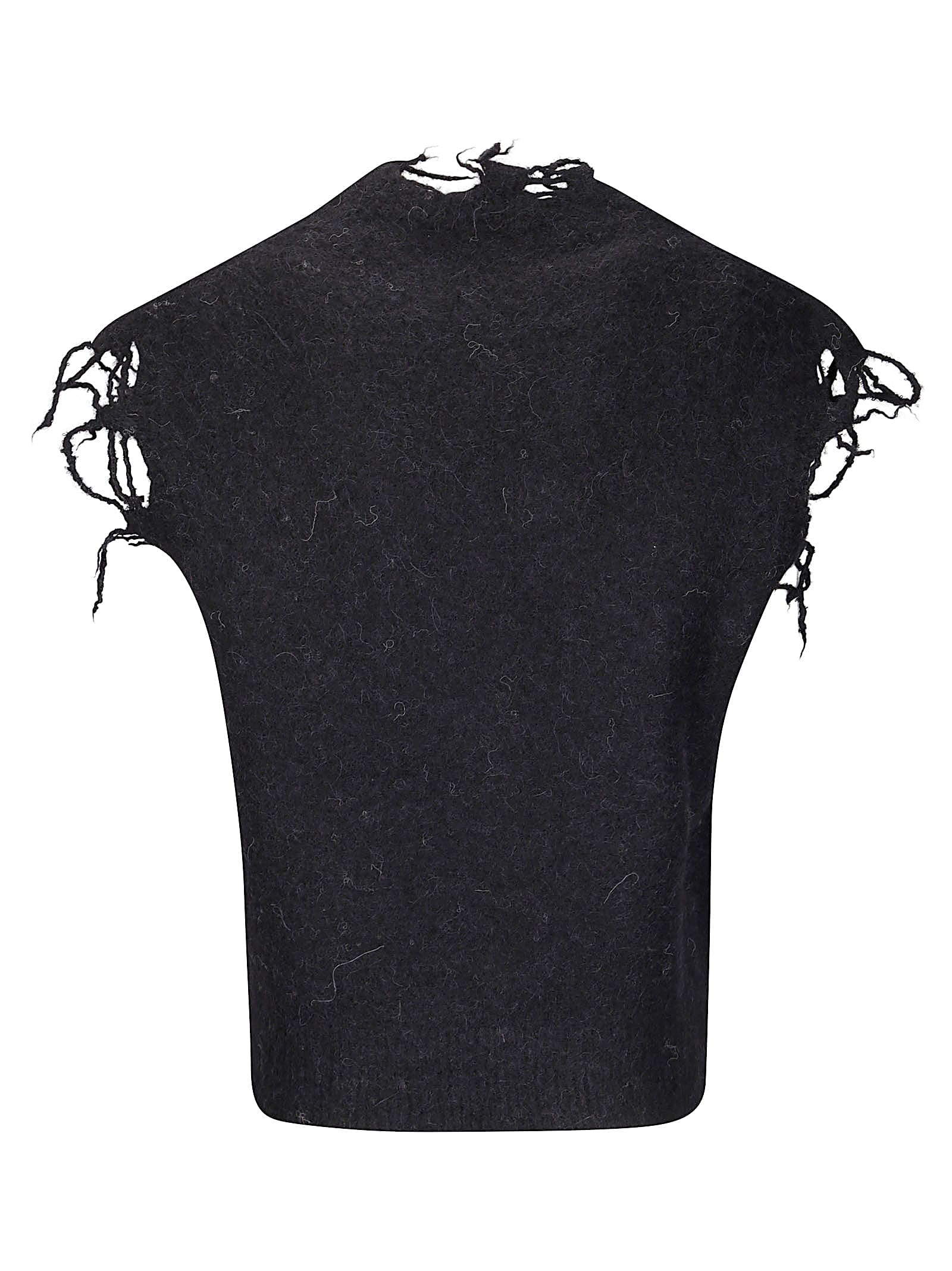 Haikure Distressed V-neck Sleeveless Sweater In Black
