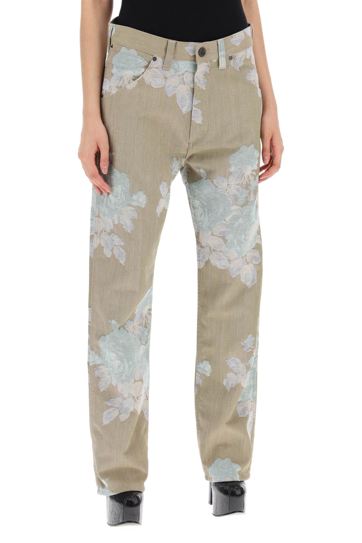 Shop Vivienne Westwood Floral Jacquard Ranch Jeans In Roses (beige)