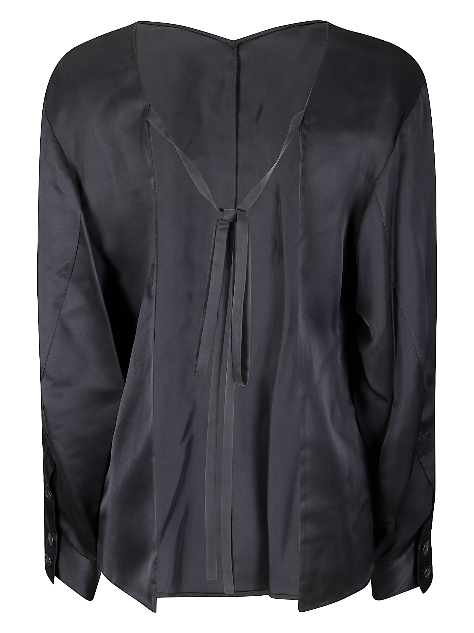Khaite Satin Top With Open Back In Black