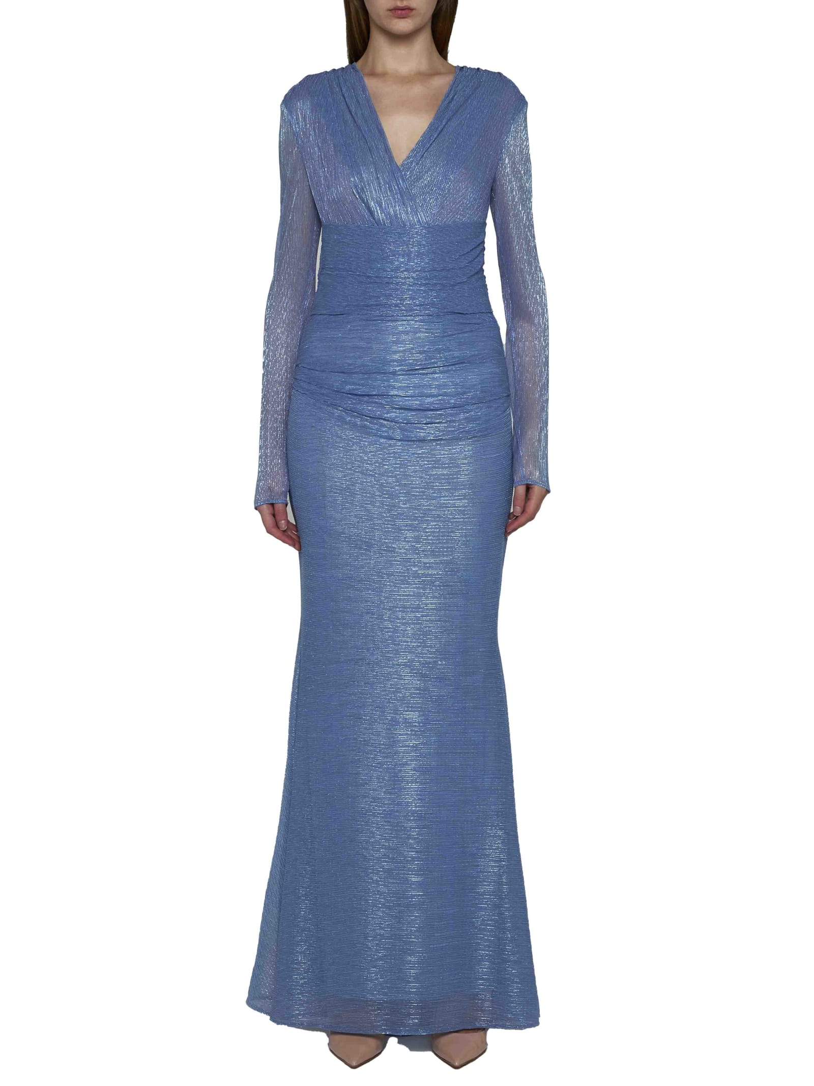 Shop Talbot Runhof Dress In Blue