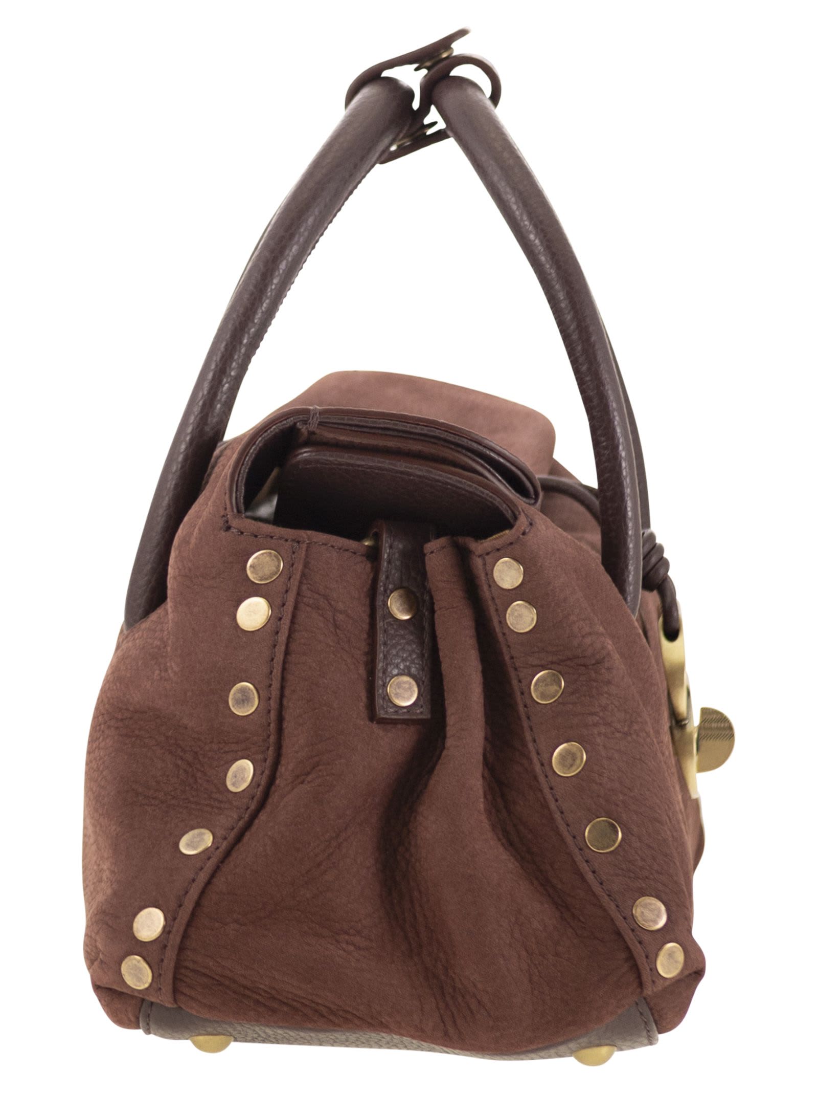 Zanellato Dotta Centauro Small Grained Leather Handbag In Brown