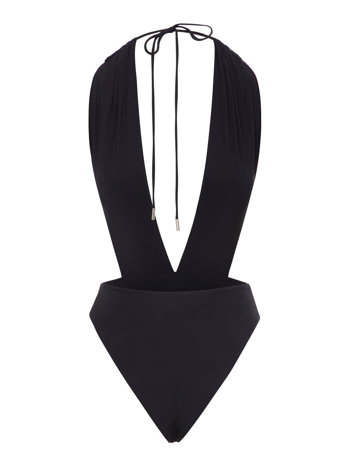 Shop Saint Laurent V-neck Sleeveless Jumpsuit In Black