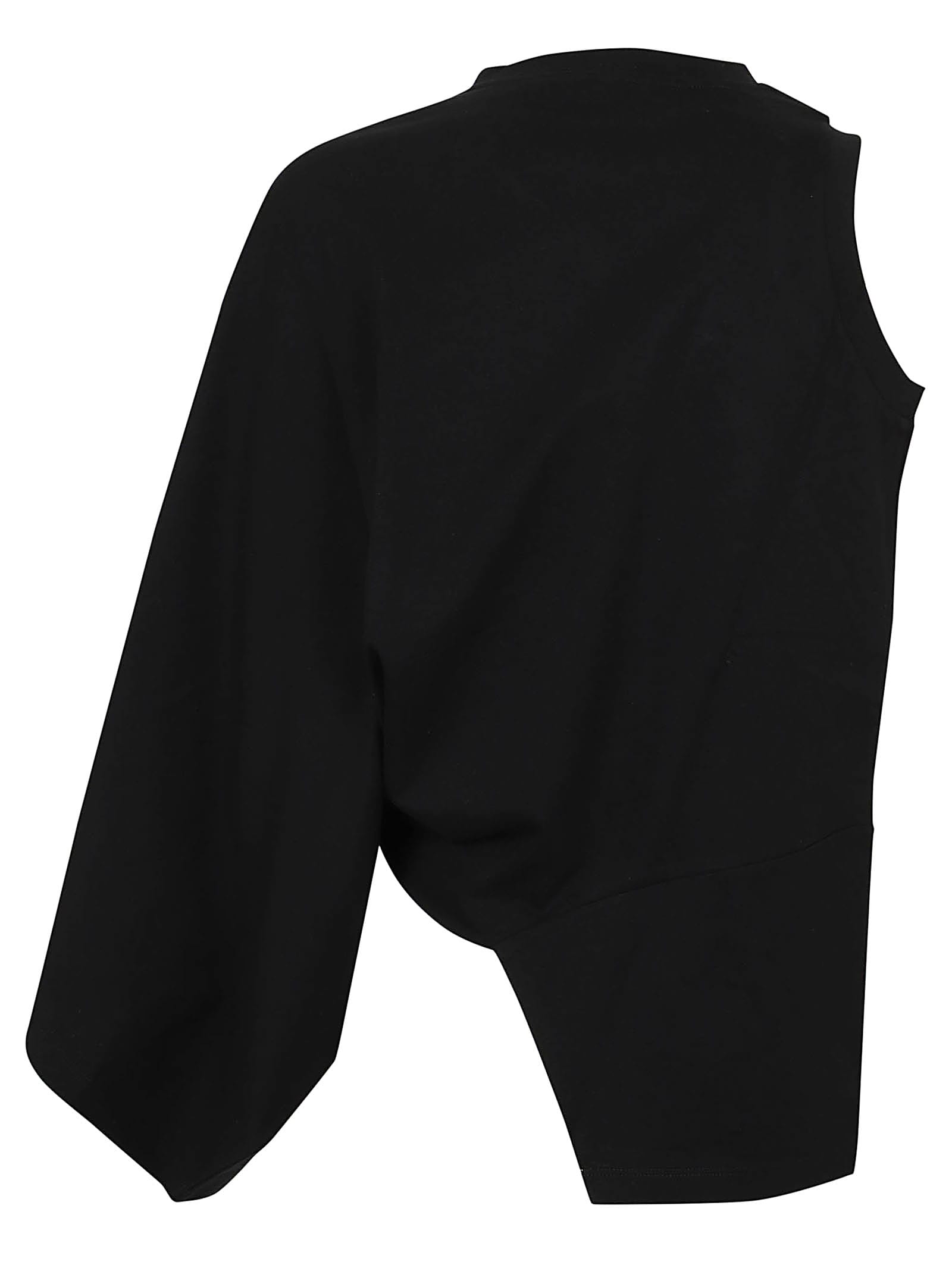 Shop Stella Mccartney Fluid Logo One Sleeve Top In Black