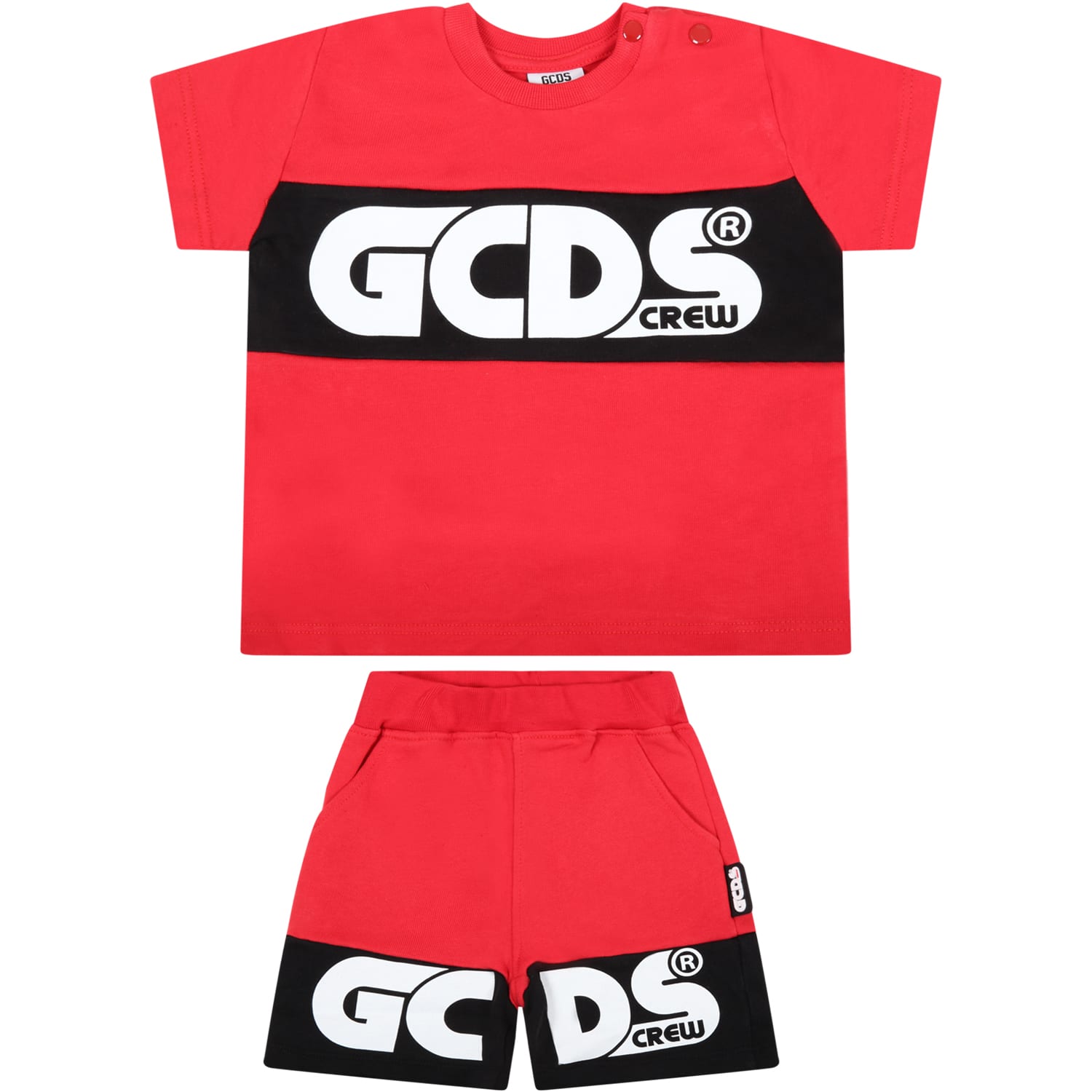 GCDS Mini Red Suit For Babykids With Logo