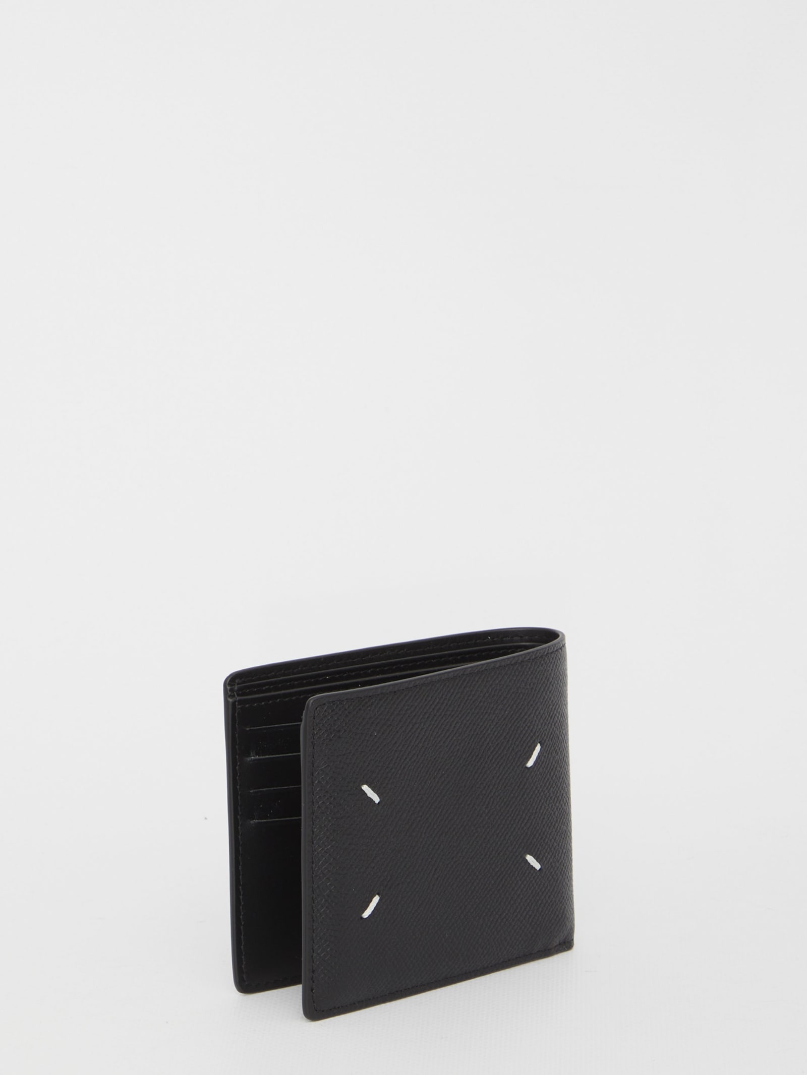 Shop Maison Margiela Bi-fold Leather Wallet In Black