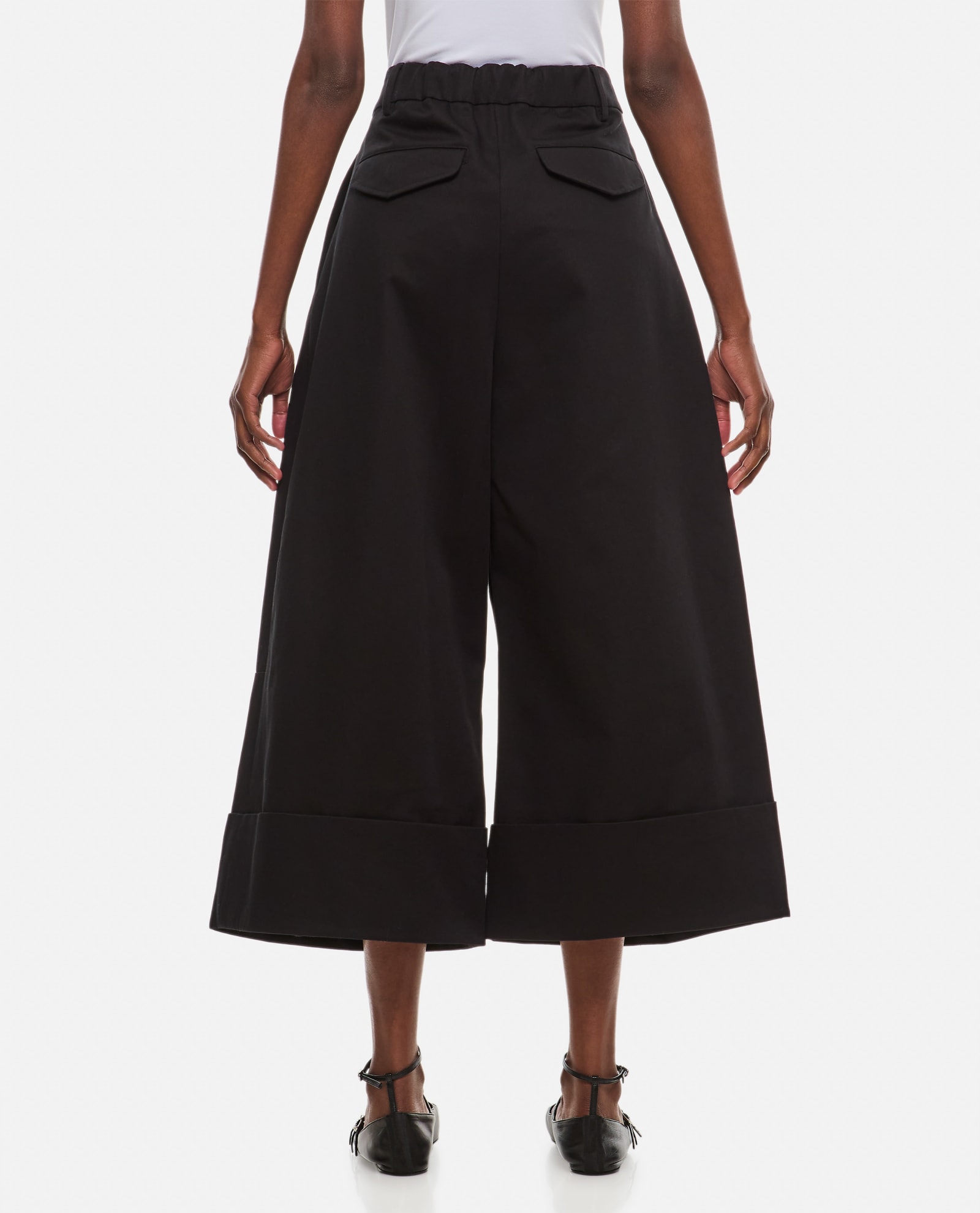 Shop Simone Rocha Wide Leg Trousers W/ Cuff In Black