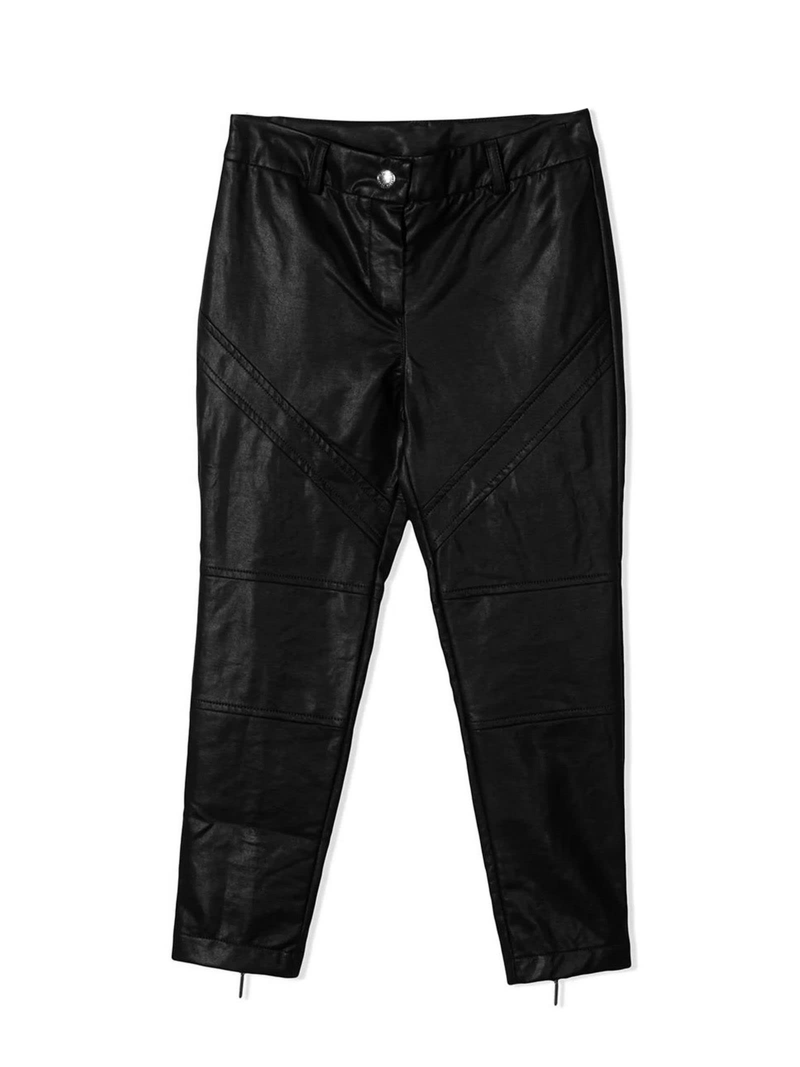 Alberta Ferretti Black Faux Leather Trousers