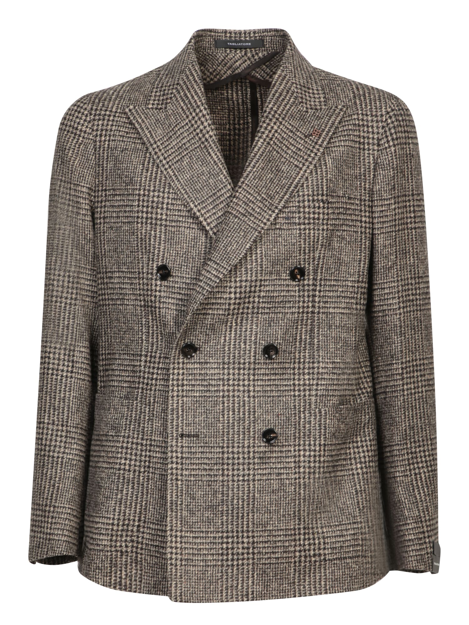 Shop Tagliatore Grey And Black Tweed Jacket