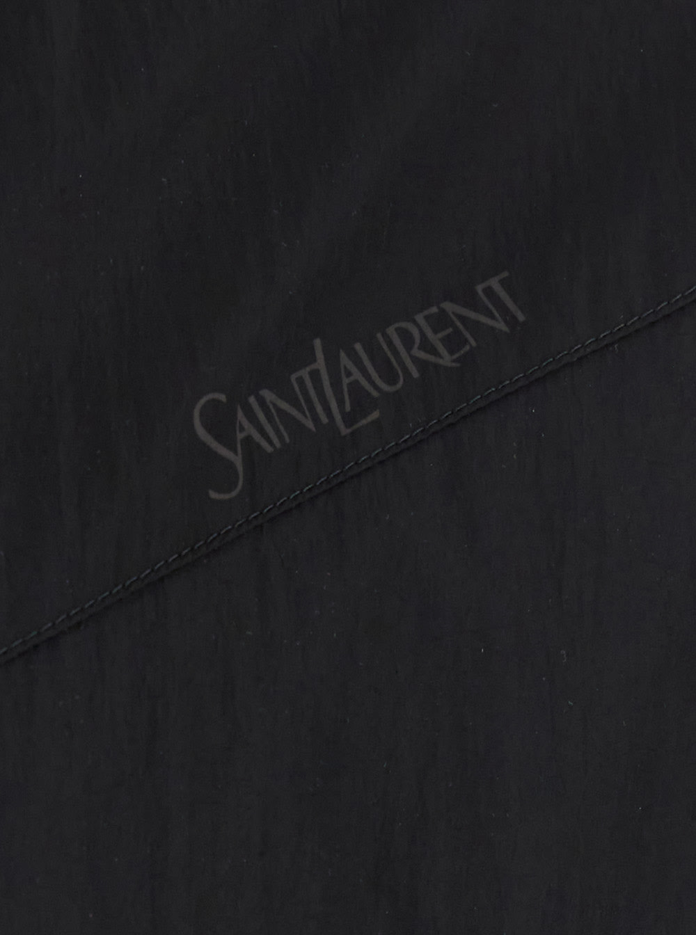 Saint Laurent Black Jacket With High Neck And Logo Lettering On The Front In Tech Fabric Man In Nero