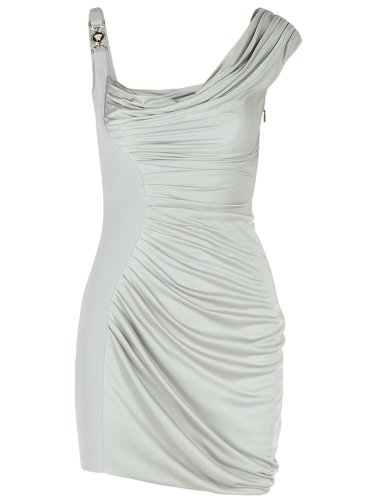 Versace Coktail Silver Viscose Dress In Silver