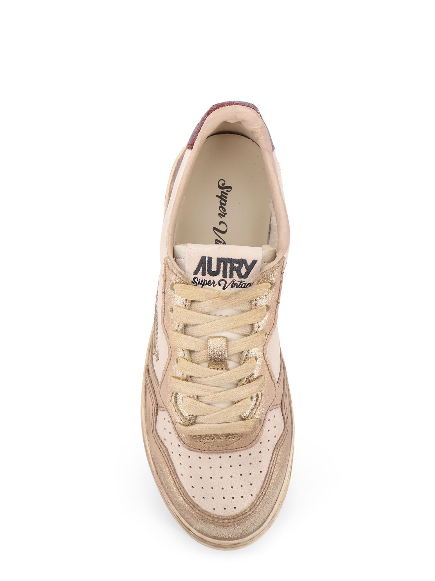 Autry Super Vintage Low-top Leather Sneakers In Neutral