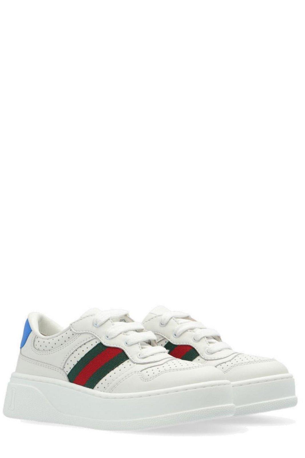 Shop Gucci Round Toe Chunky Sneakers In Bianco