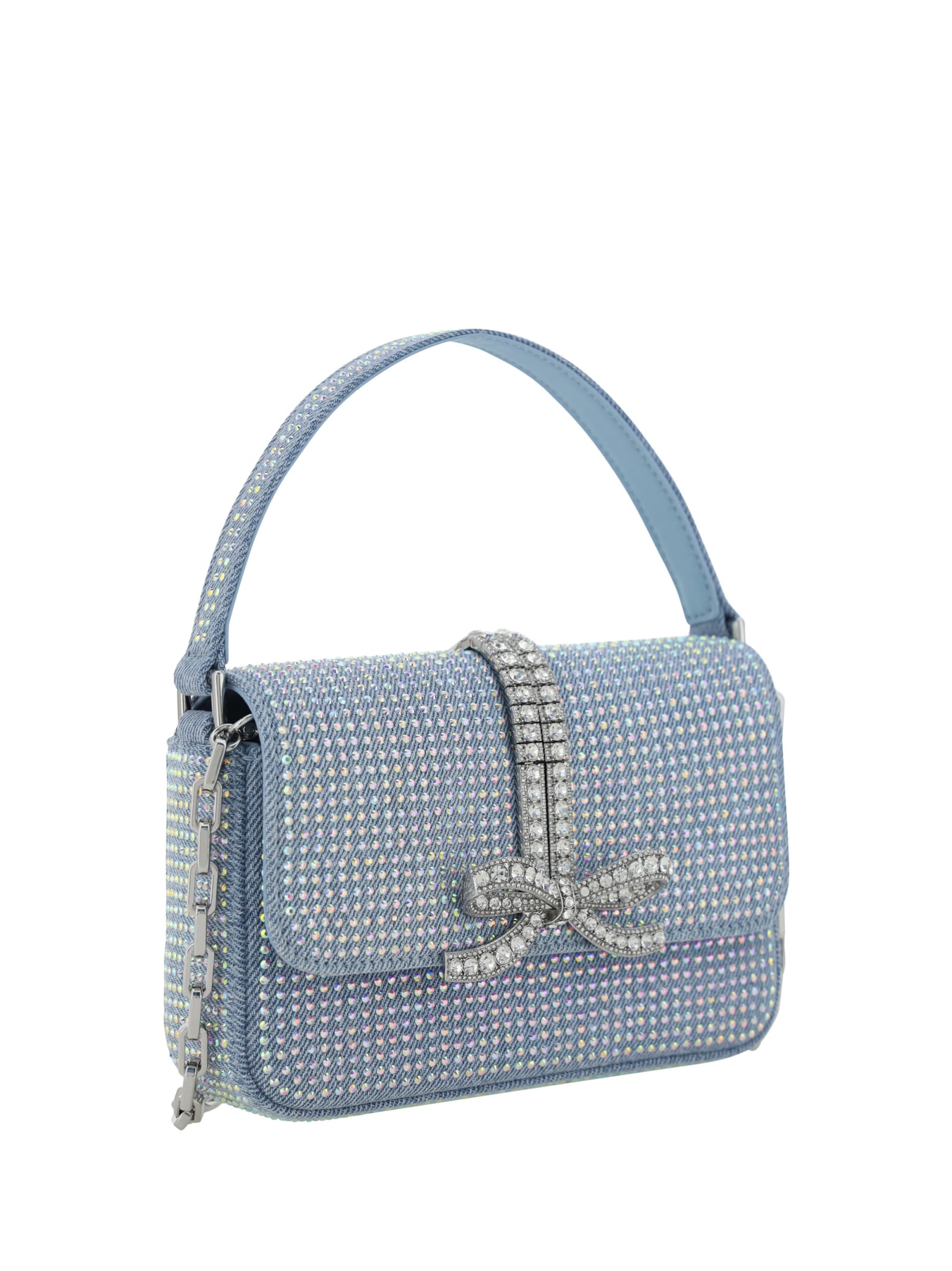 Shop Self-portrait Baguette Handbag In Blue