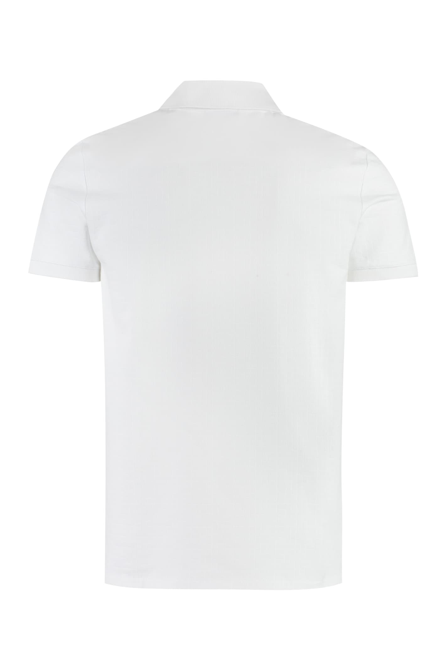 Shop Balmain Knitted Cotton Polo Shirt In White