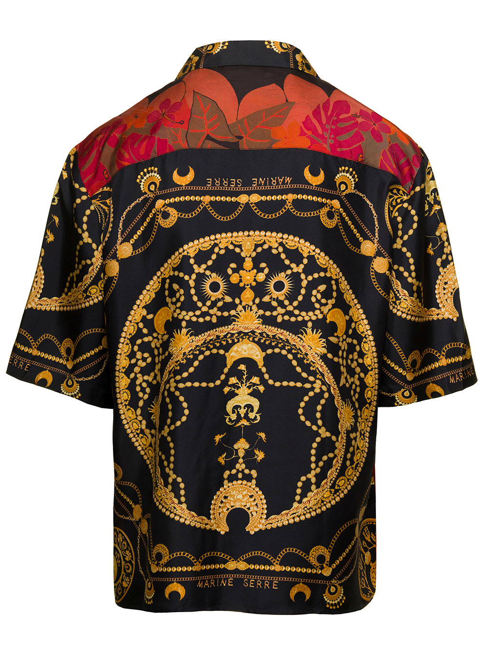 Shop Marine Serre Multicolor Bowling Shirt With Ornament Jewelry Print In Silk Man