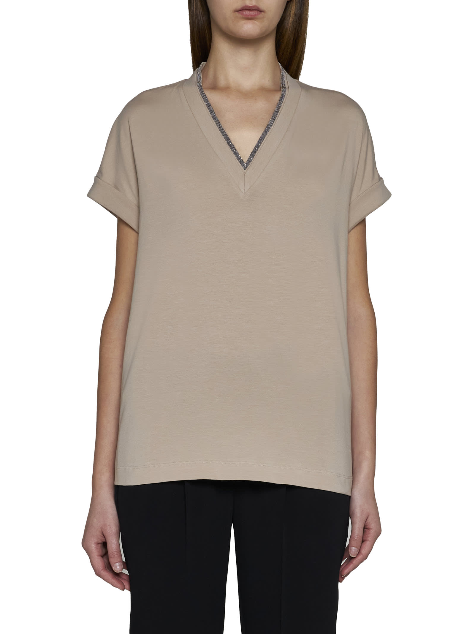 Shop Brunello Cucinelli T-shirt In Beige