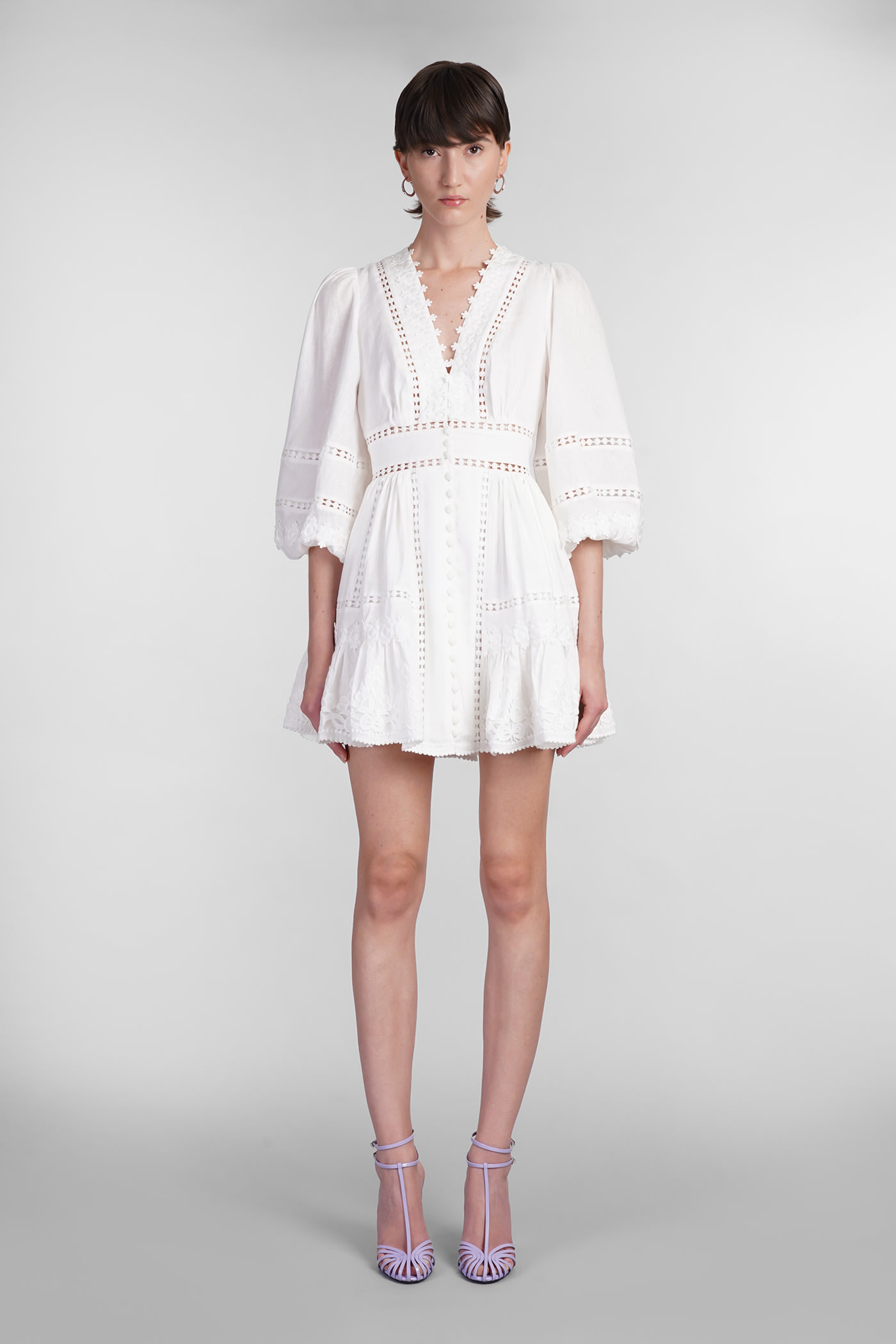 Shop Zimmermann Dress In White Linen