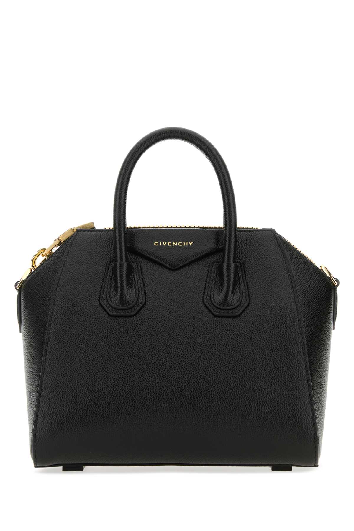 Shop Givenchy Black Leather Mini Antigona Handbag