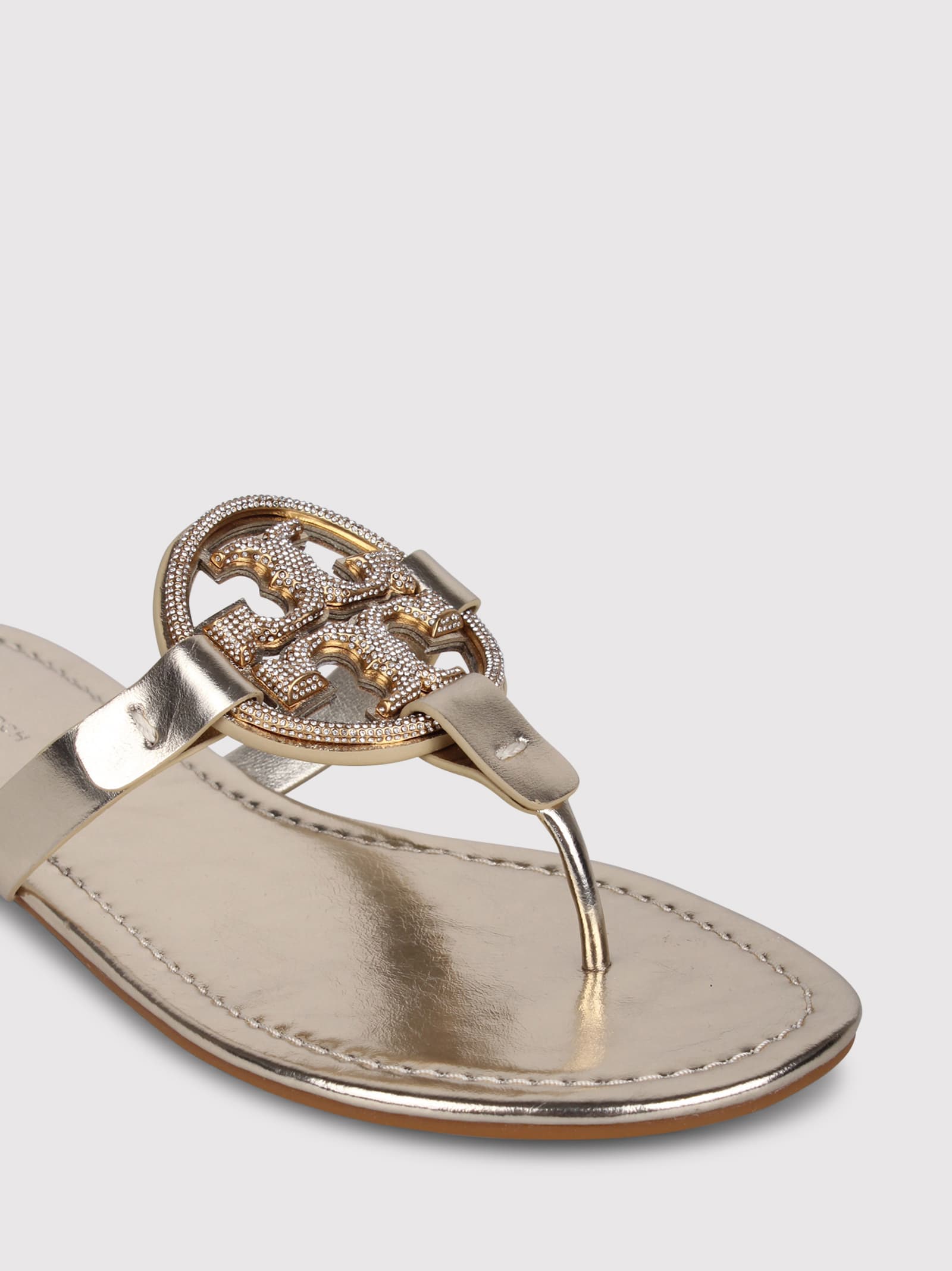 Shop Tory Burch Miller Pavé Rhinestone-embellished Sandals